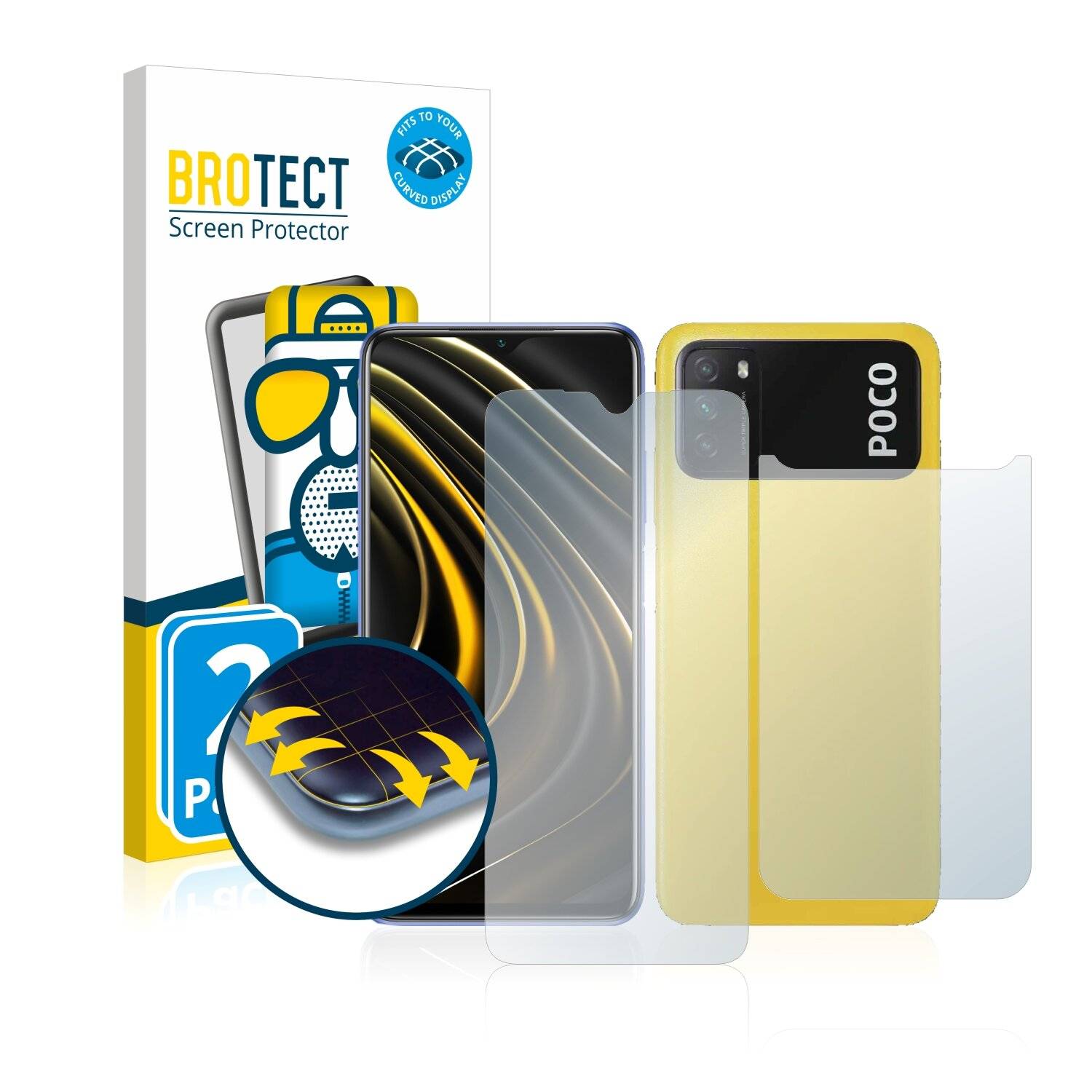 2x BROTECT Flex Matte Full-Cover Displayschutzfolie für Xiaomi Poco M3 (Vorder +