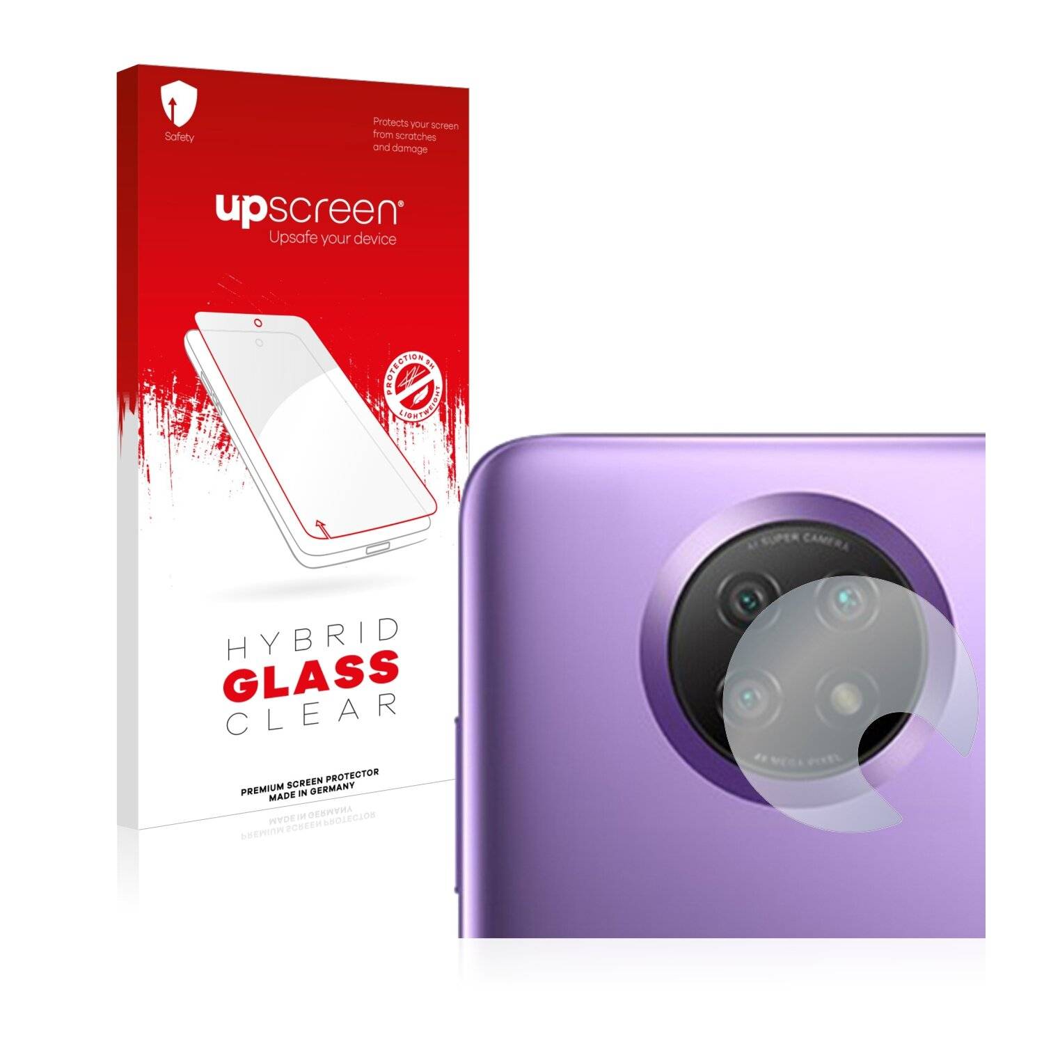 upscreen Hybrid Glass Clear Premium Schutzglas Folie für Xiaomi Redmi Note 9 5G (NUR