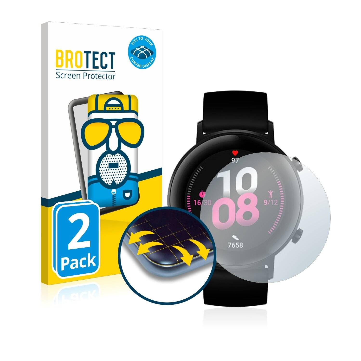 2x BROTECT Flex Matte Full-Cover Displayschutzfolie für Huawei Watch GT 2 (42