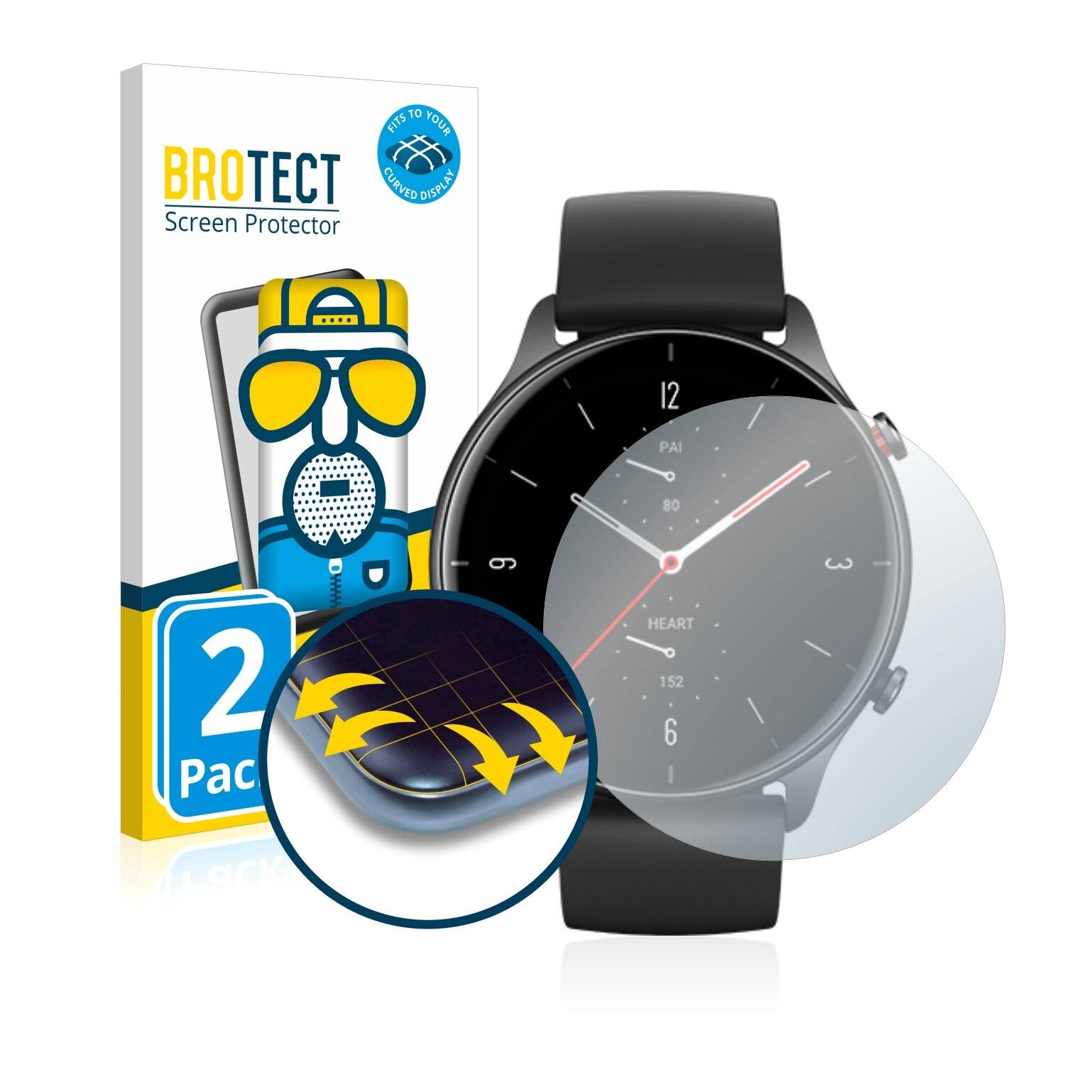 2x BROTECT Flex Matte Full-Cover Displayschutzfolie für Huami Amazfit GTR