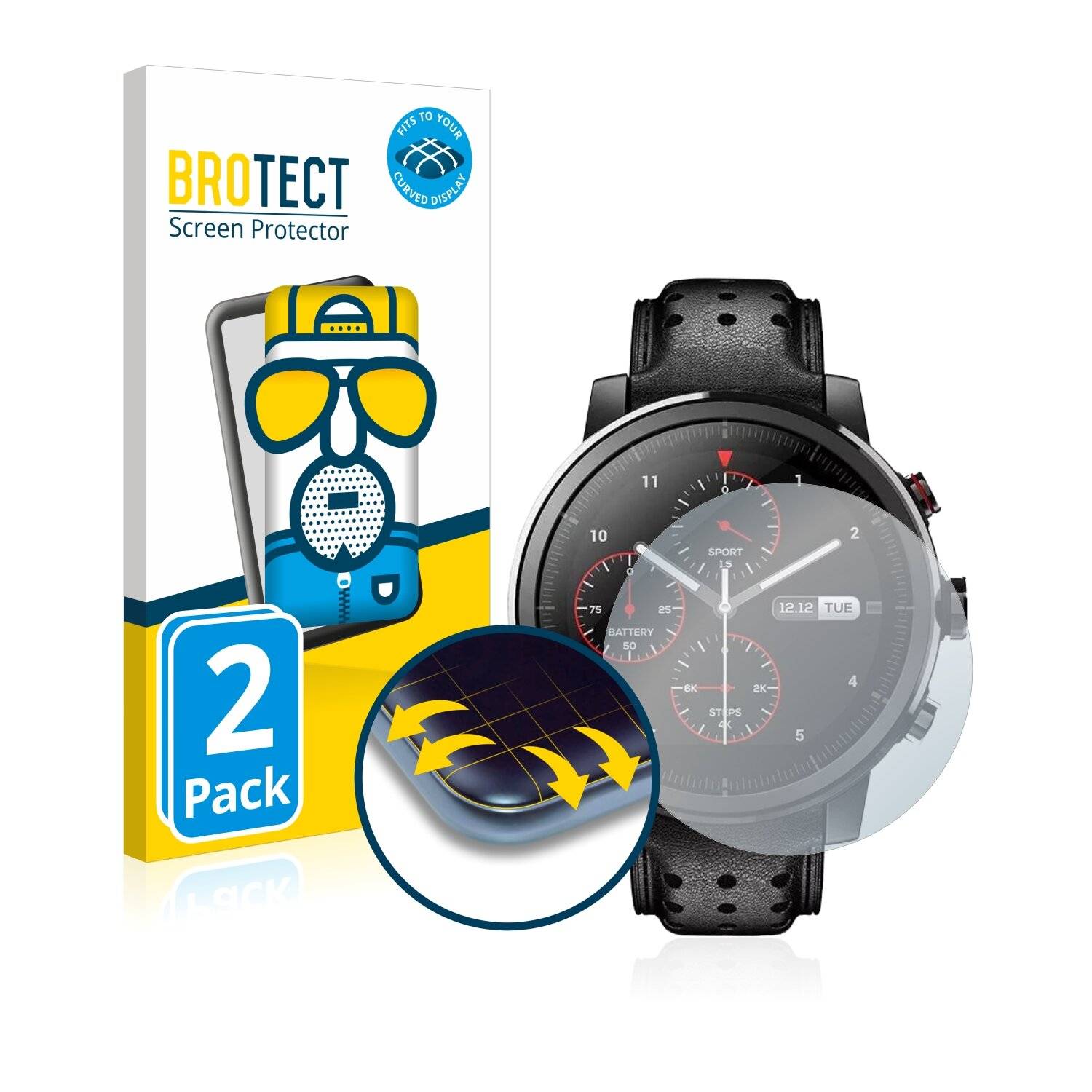 2x BROTECT Flex Matte Full-Cover Displayschutzfolie für Huami Amazfit Stratos