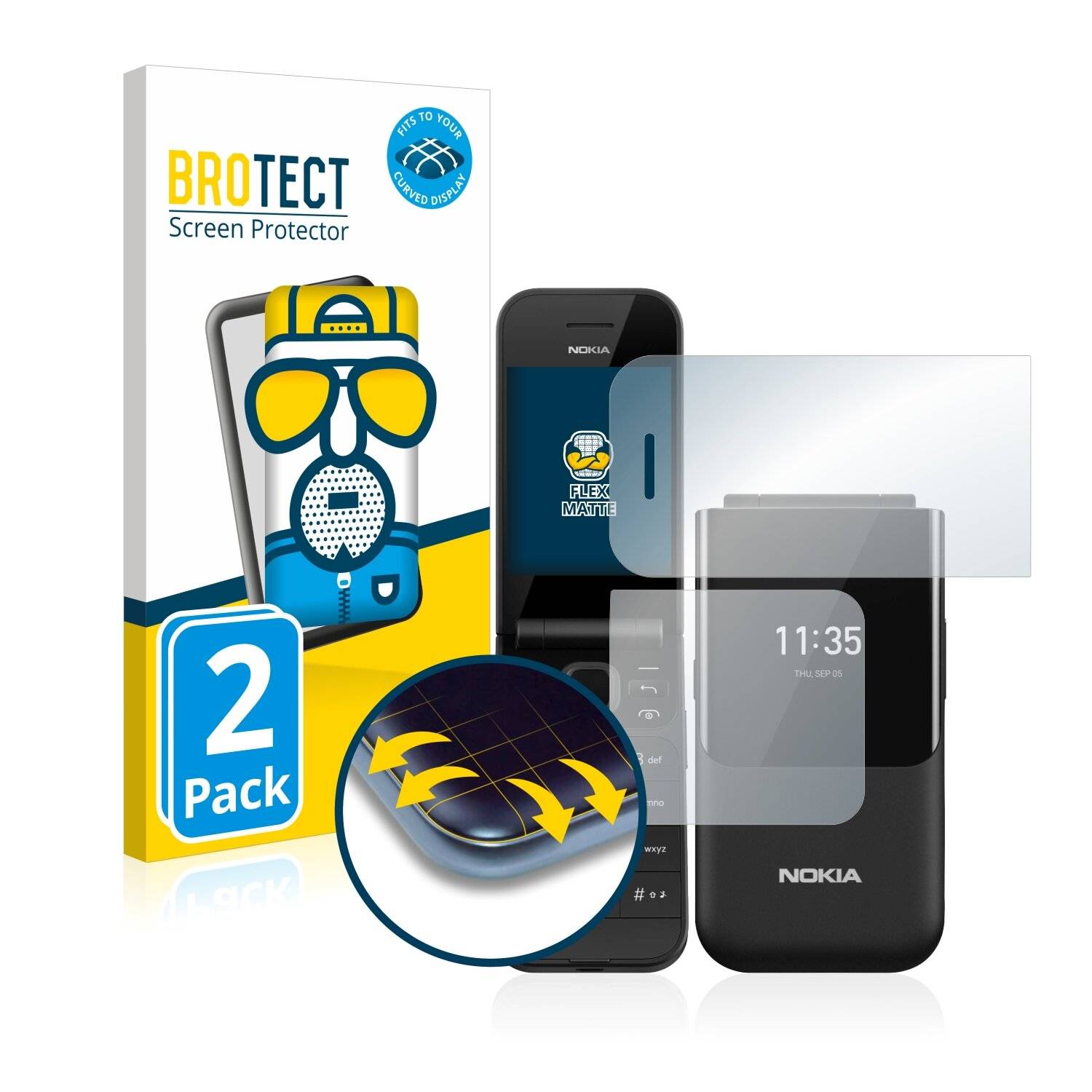 2x BROTECT Flex Matte Full-Cover Displayschutzfolie für Nokia 2720