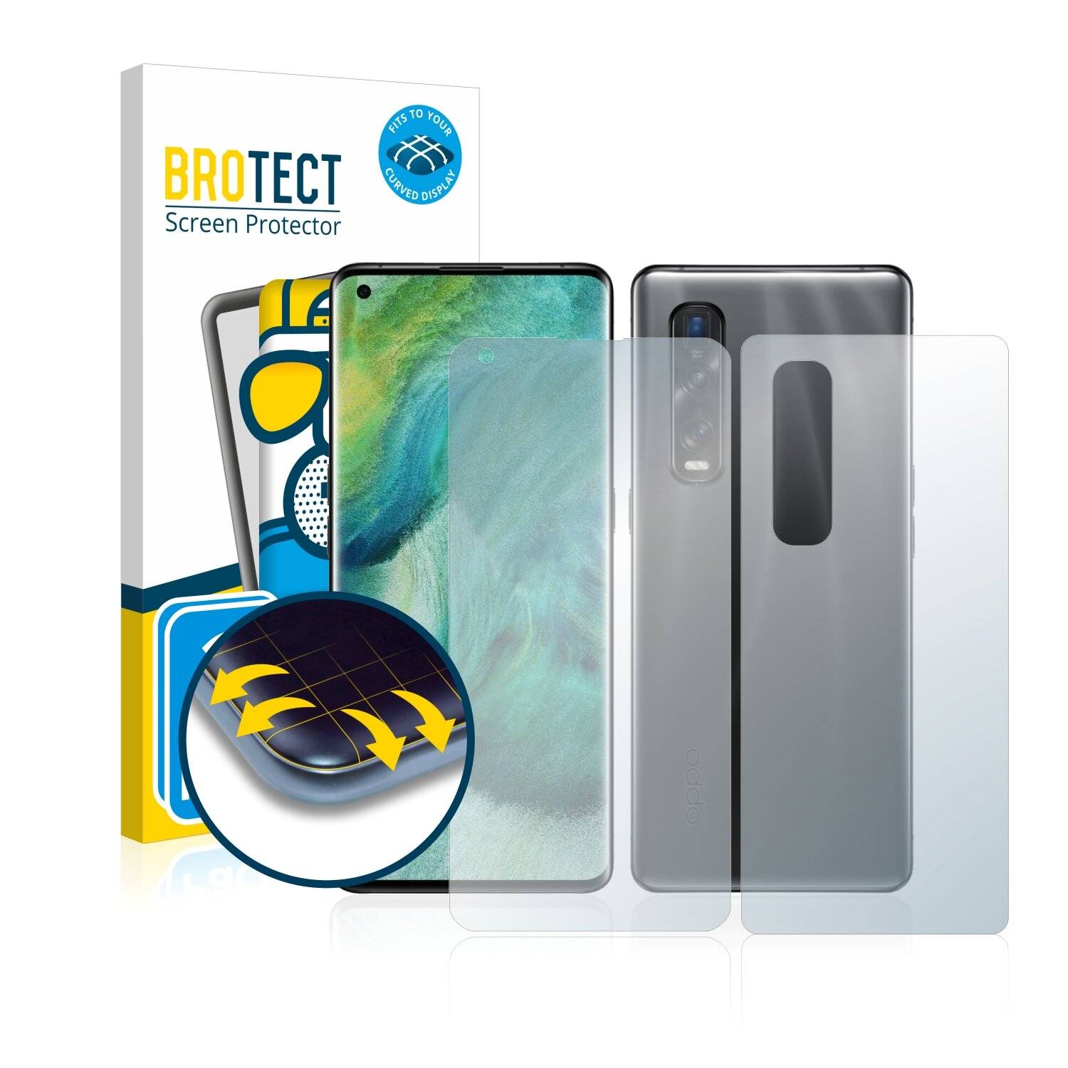 2x BROTECT Flex Matte Full-Cover Displayschutzfolie für Oppo Find X2 Pro (Vorder +