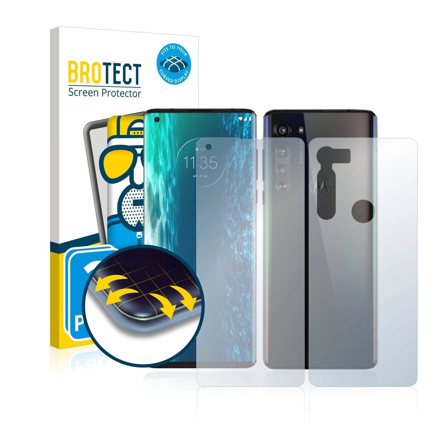 2x BROTECT Flex Matte Full-Cover Displayschutzfolie für Motorola Edge (Vorder +