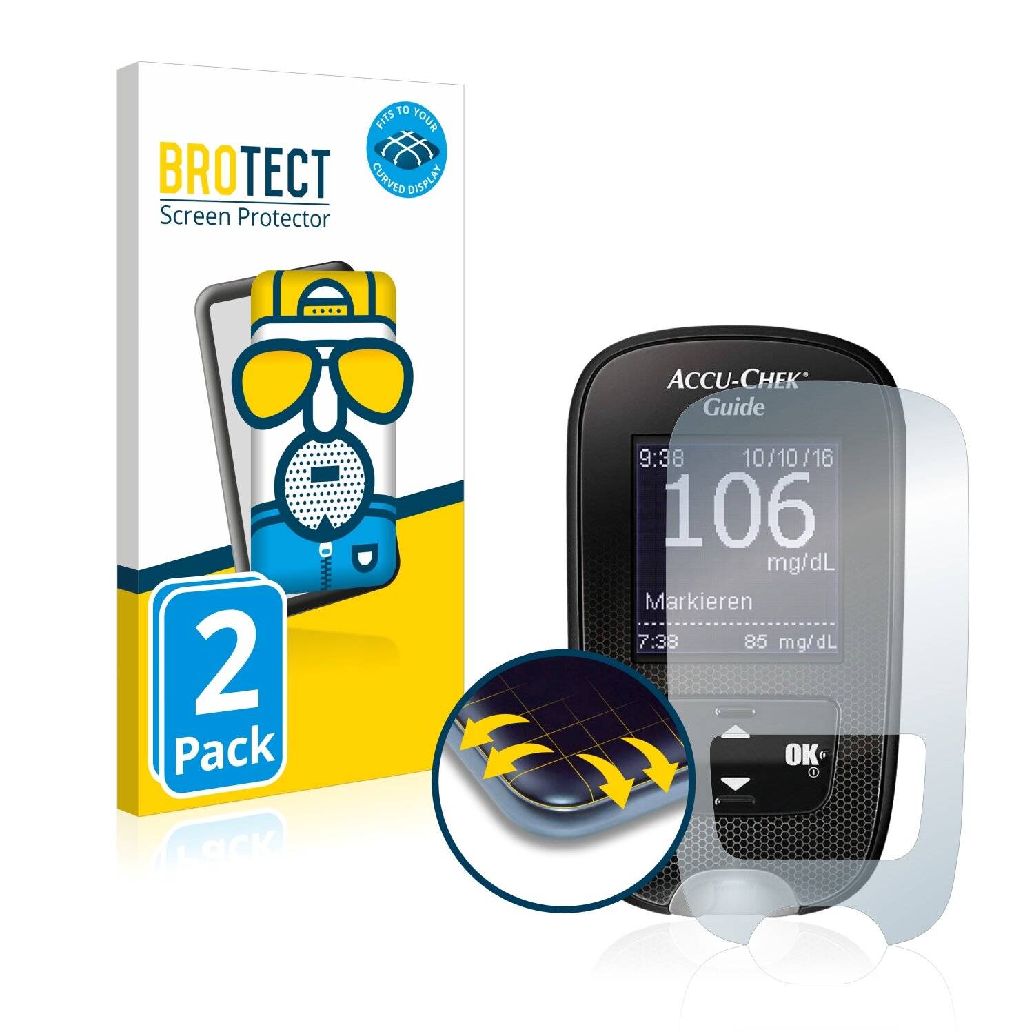 2x BROTECT Flex Matte Full-Cover Displayschutzfolie für Accu-Chek