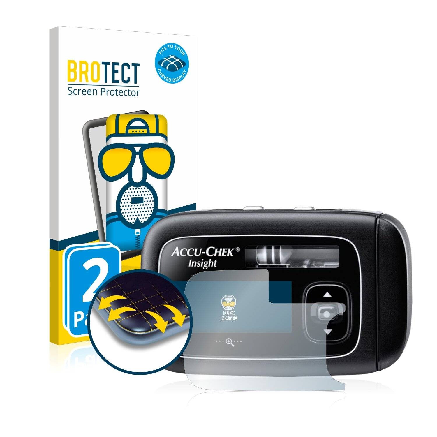 2x BROTECT Flex Matte Full-Cover Displayschutzfolie für Accu-Chek Aviva Insight