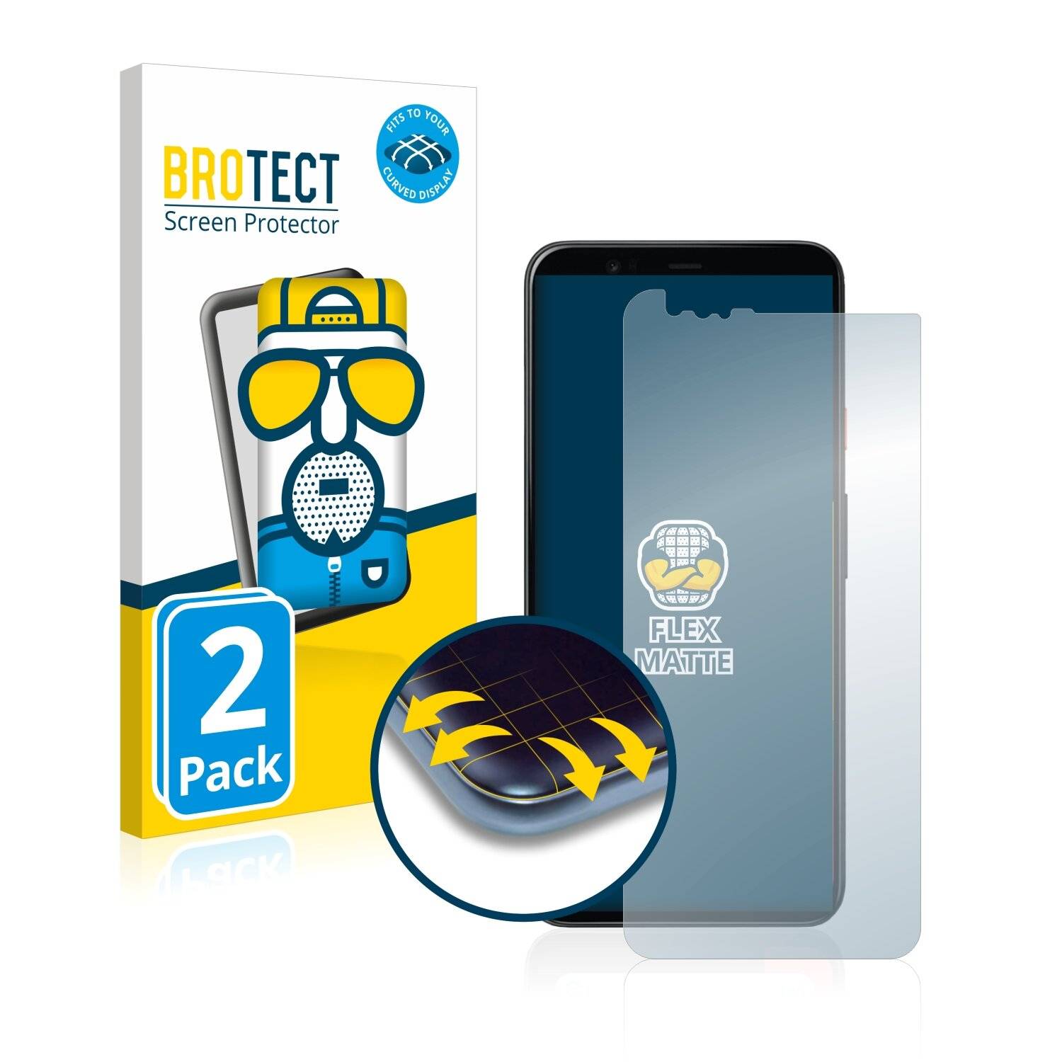 2x BROTECT Flex Matte Full-Cover Displayschutzfolie für Google Pixel 4