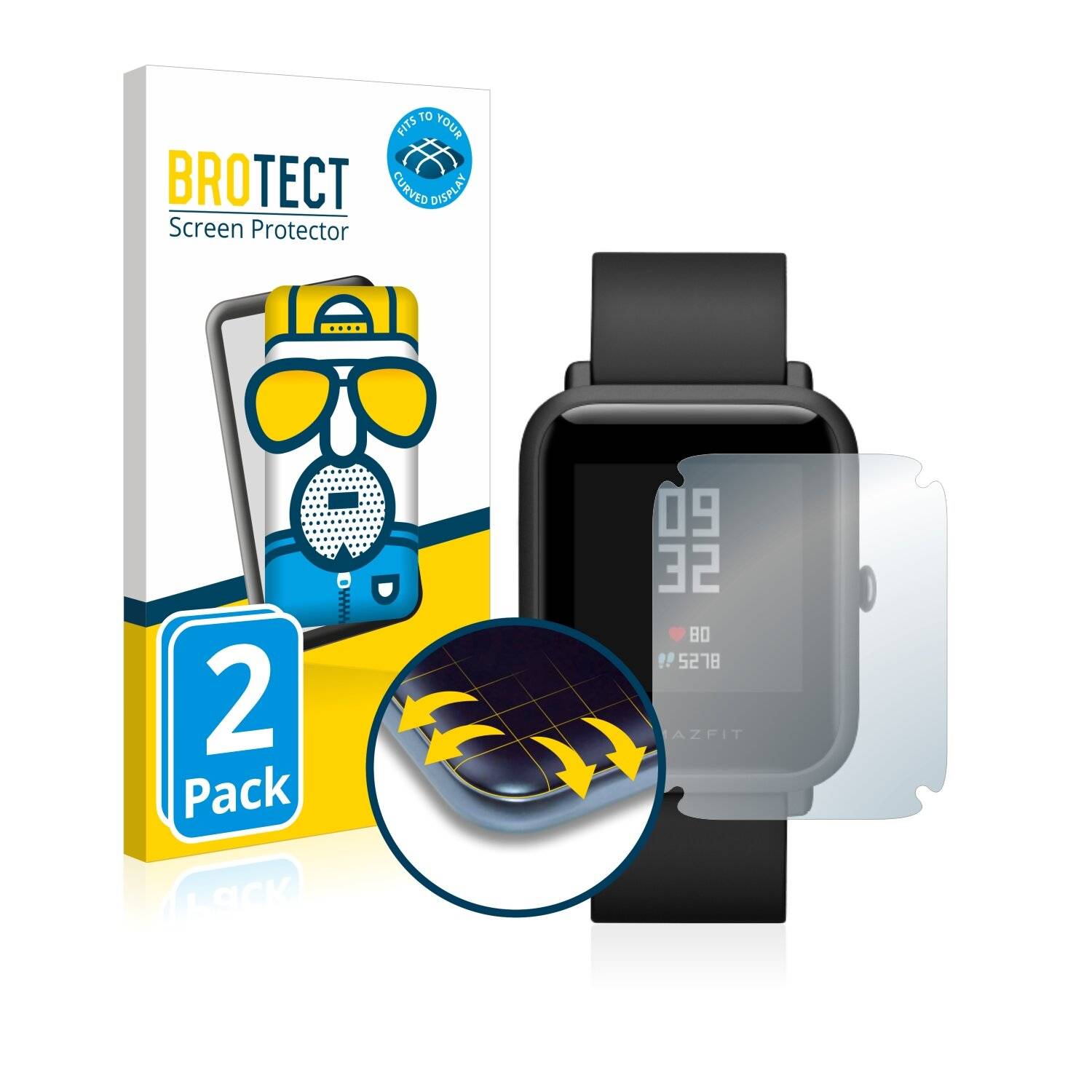 2x BROTECT Flex Matte Full-Cover Displayschutzfolie für Huami Amazfit Bip