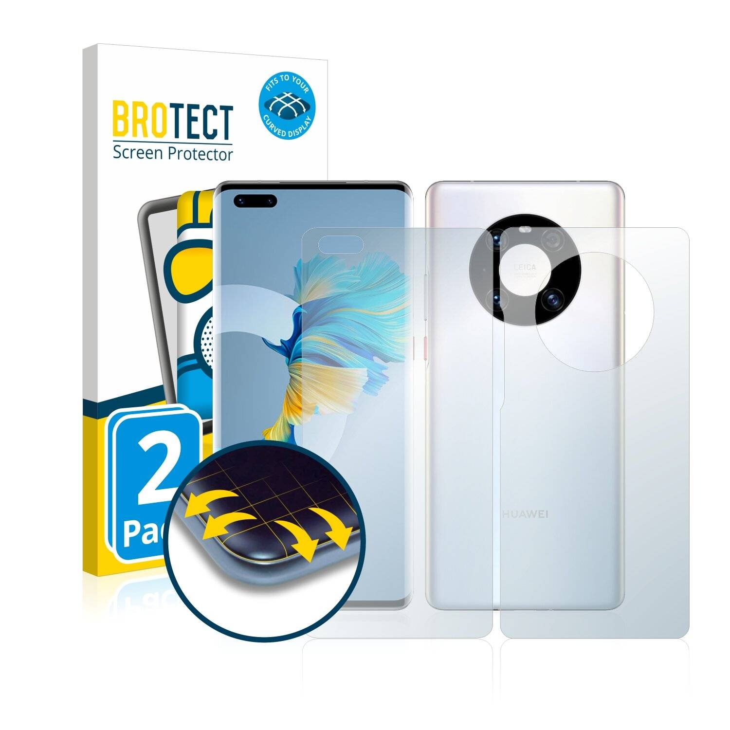 2x BROTECT Flex Matte Full-Cover Displayschutzfolie für Huawei Mate 40 Pro (Vorder +