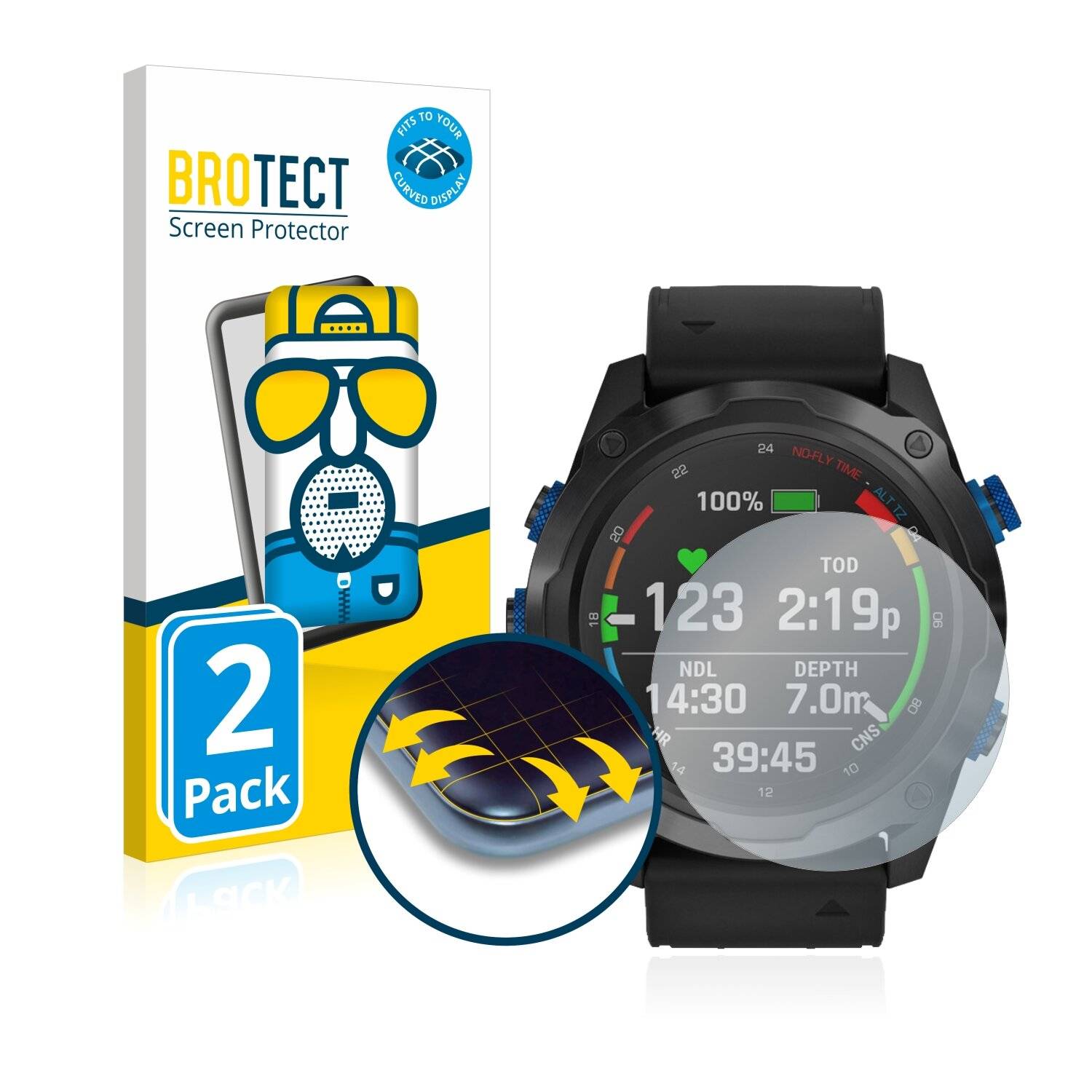 2x BROTECT Flex Matte Full-Cover Displayschutzfolie für Garmin Descent