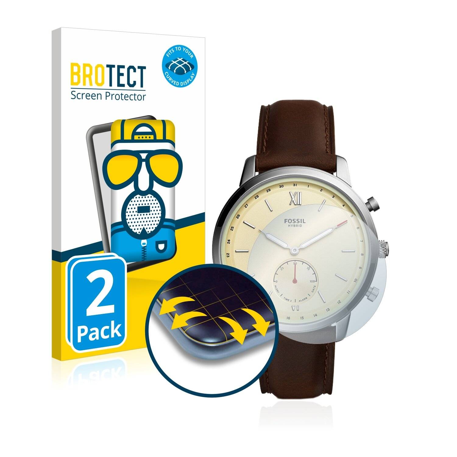 2x BROTECT Flex Matte Full-Cover Displayschutzfolie für Fossil Neutra Hybrid