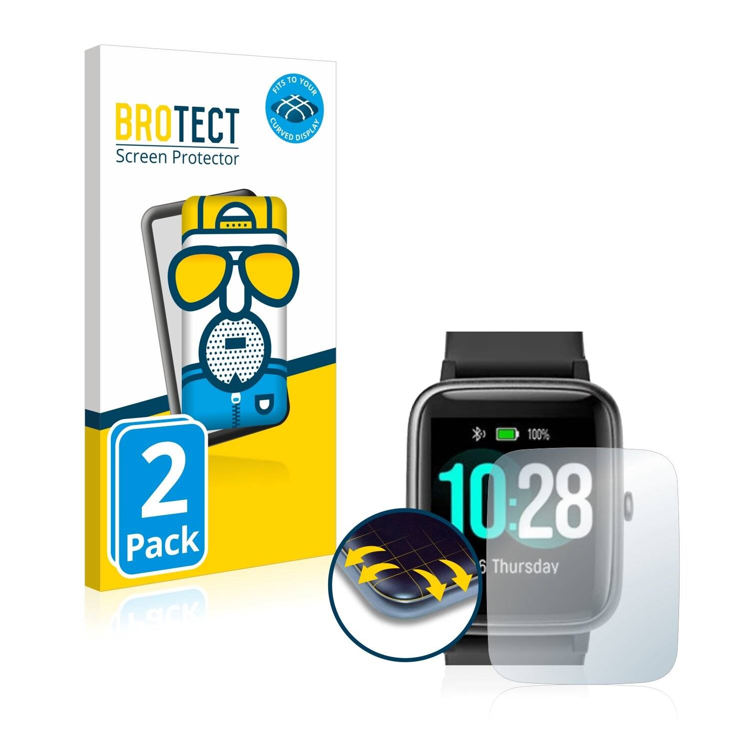 2x BROTECT Flex Matte Full-Cover Displayschutzfolie für Ulefone Watch