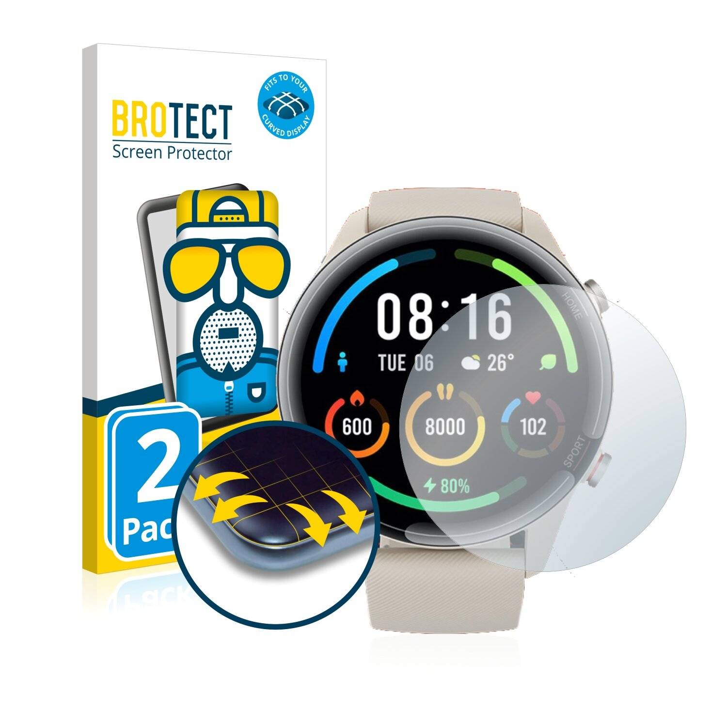 2x BROTECT Flex Matte Full-Cover Displayschutzfolie für Xiaomi Mi Watch Color