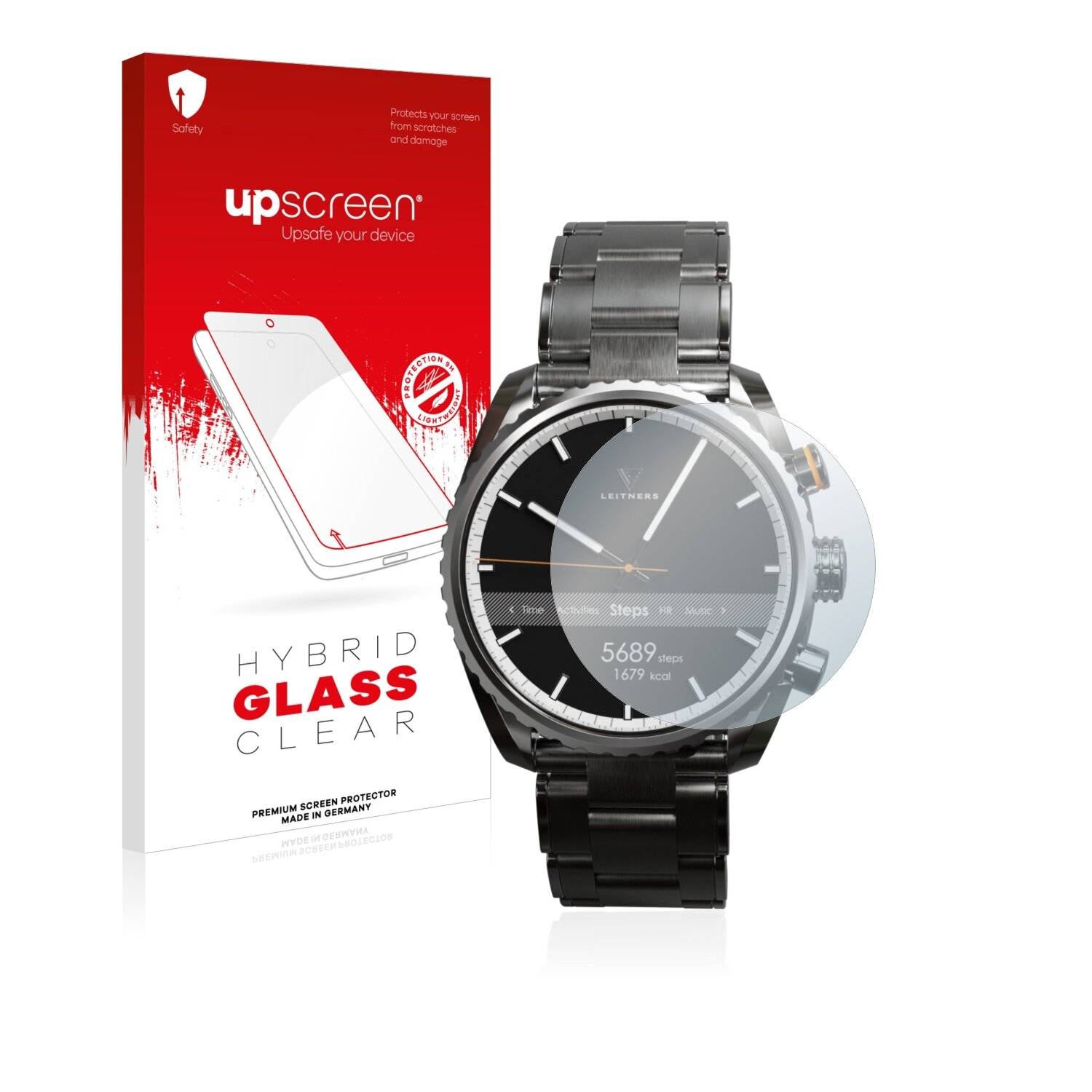 upscreen Hybrid Glass Clear Premium Schutzglas Folie für Leitners Ad