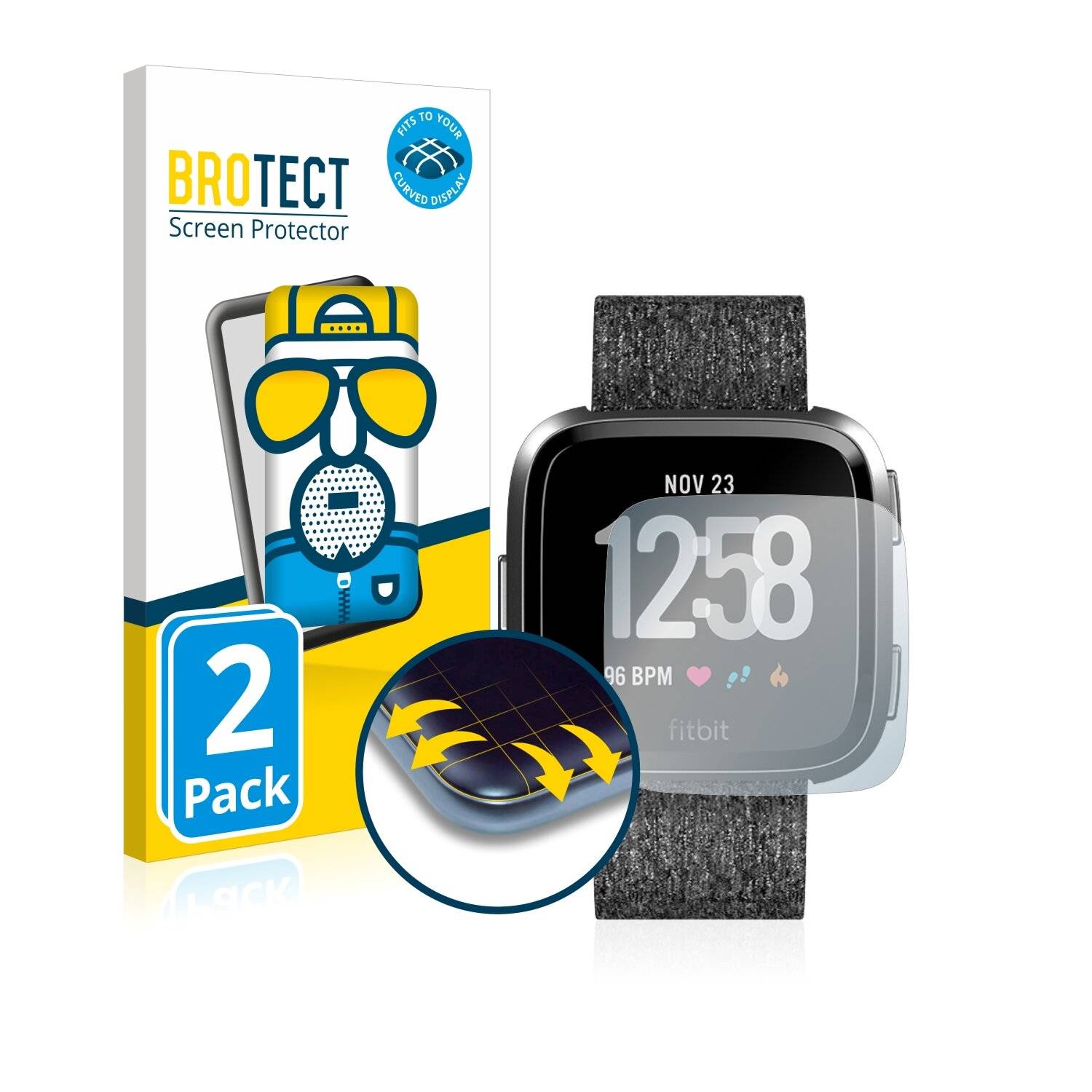 2x BROTECT Flex Matte Full-Cover Displayschutzfolie für Fitbit Versa Special