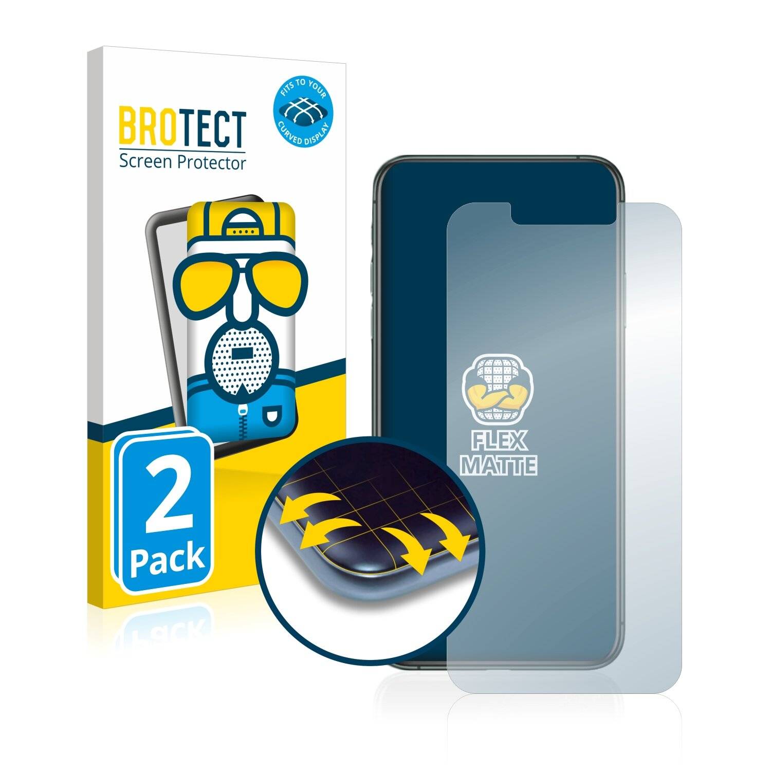 2x BROTECT Flex Matte Full-Cover Displayschutzfolie für Apple iPhone 11 Pro