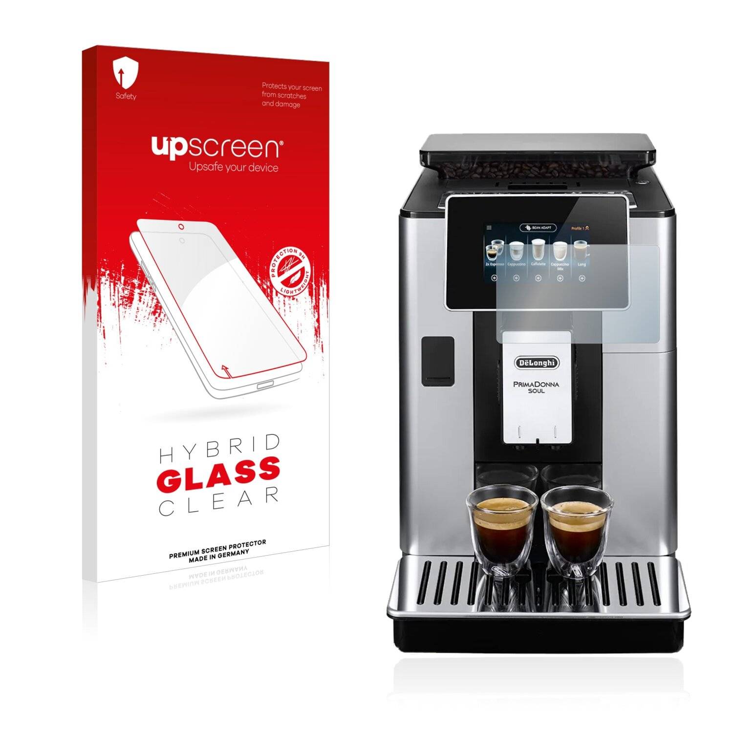 upscreen Hybrid Glass Clear Premium Schutzglas Folie für DeLonghi PrimaDonna Soul