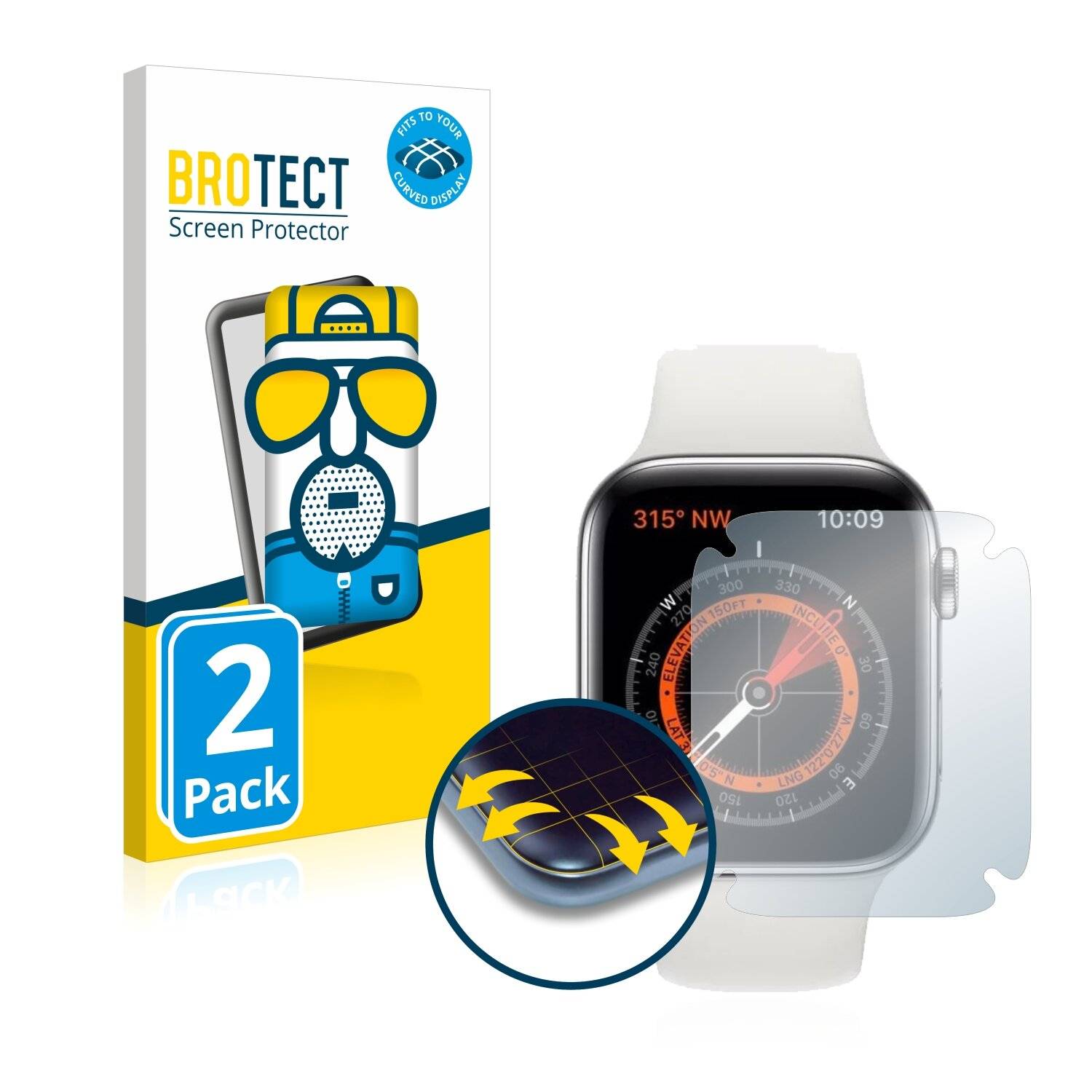 2x BROTECT Flex Matte Full-Cover Displayschutzfolie für Apple Watch Series 5 (44