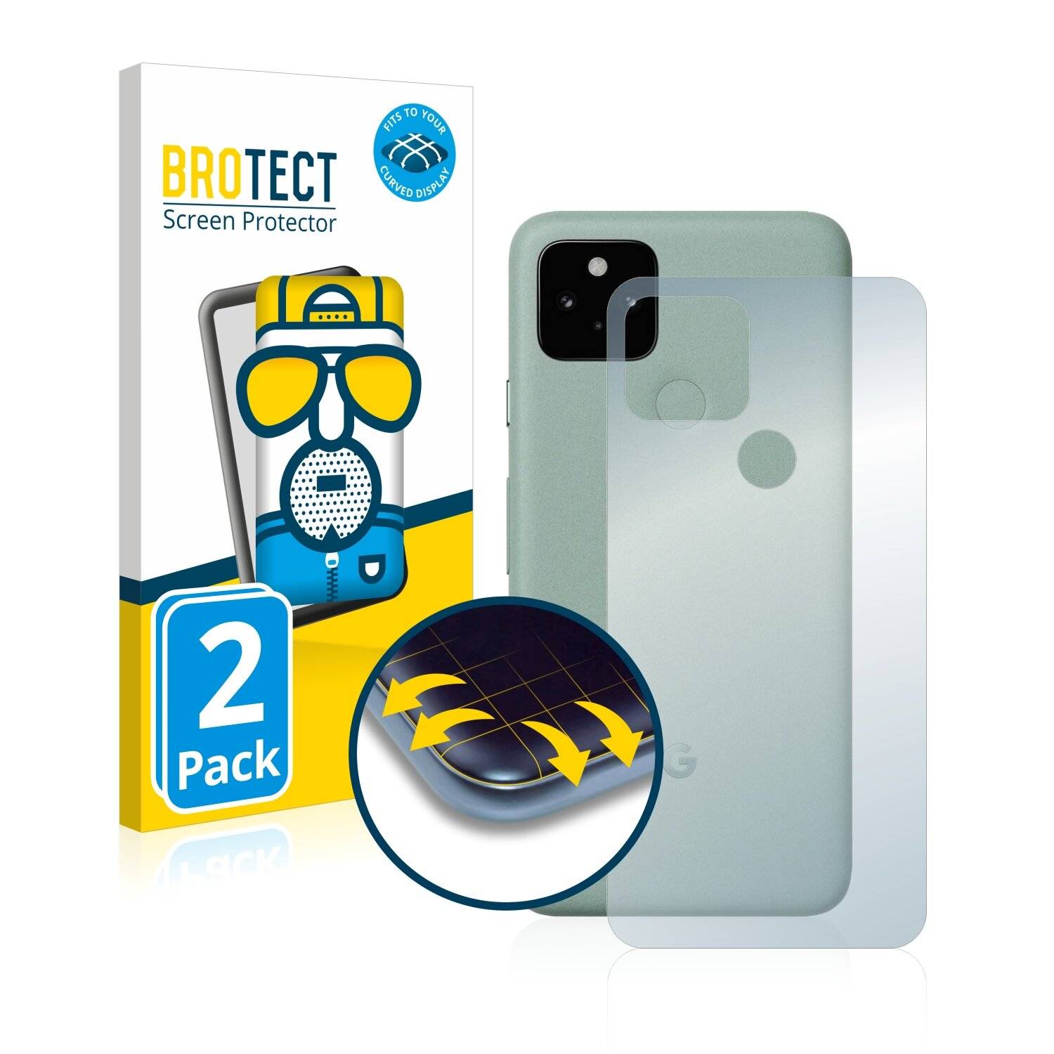 2x BROTECT Flex Matte Full-Cover Displayschutzfolie für Google Pixel 5