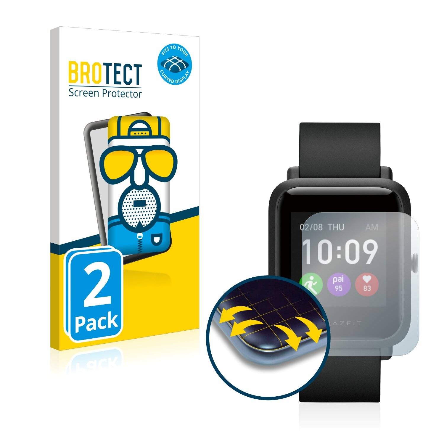 2x BROTECT Flex Matte Full-Cover Displayschutzfolie für Huami Amazfit Bip S