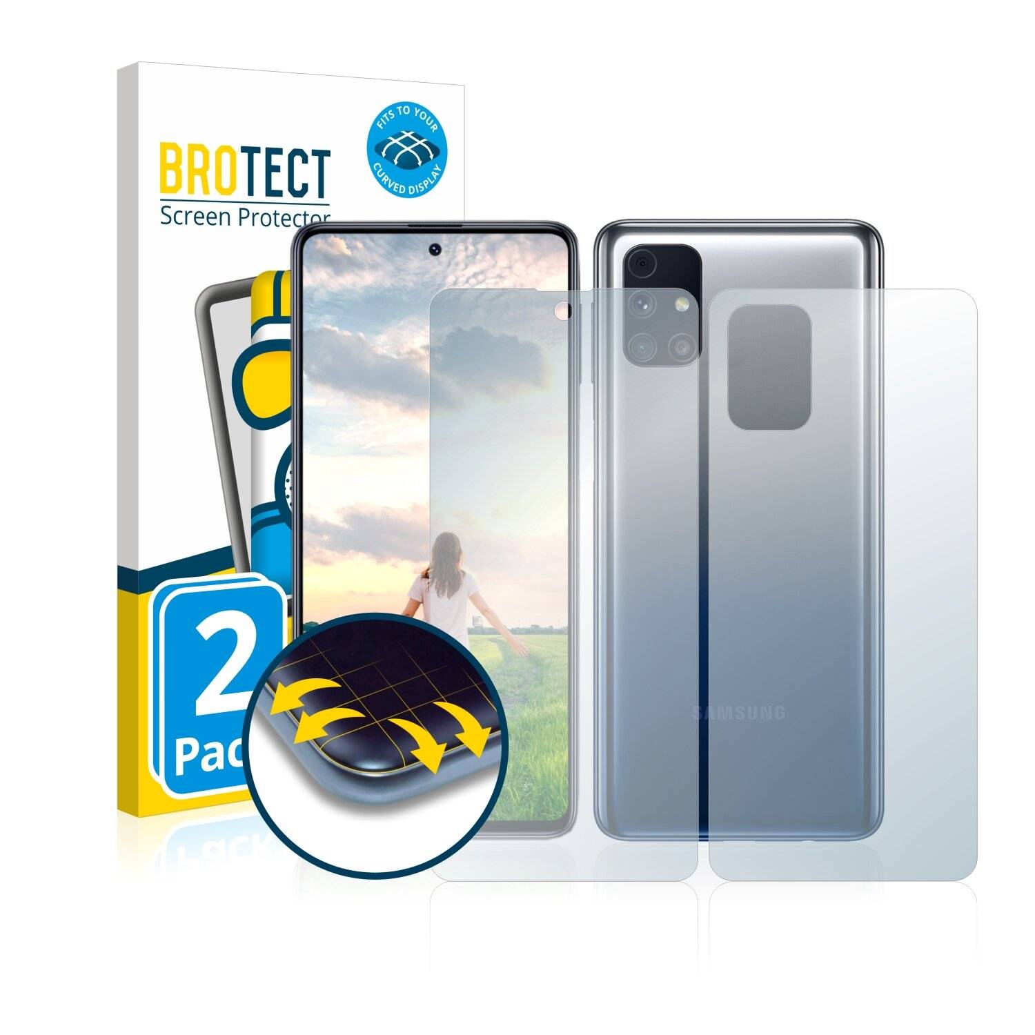 2x BROTECT Flex Matte Full-Cover Displayschutzfolie für Samsung Galaxy M31s (Vorder +