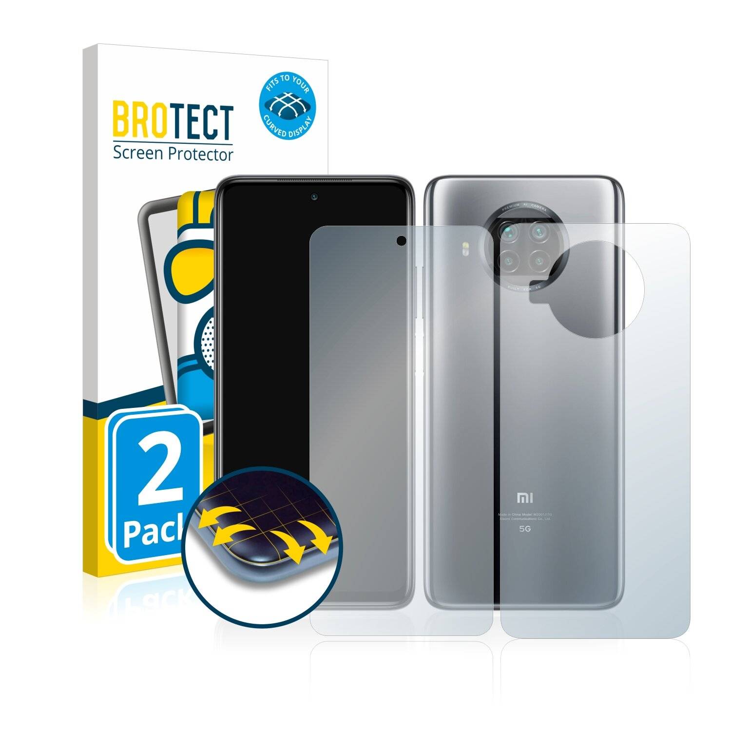 2x BROTECT Flex Matte Full-Cover Displayschutzfolie für Xiaomi Mi 10T Lite (Vorder +