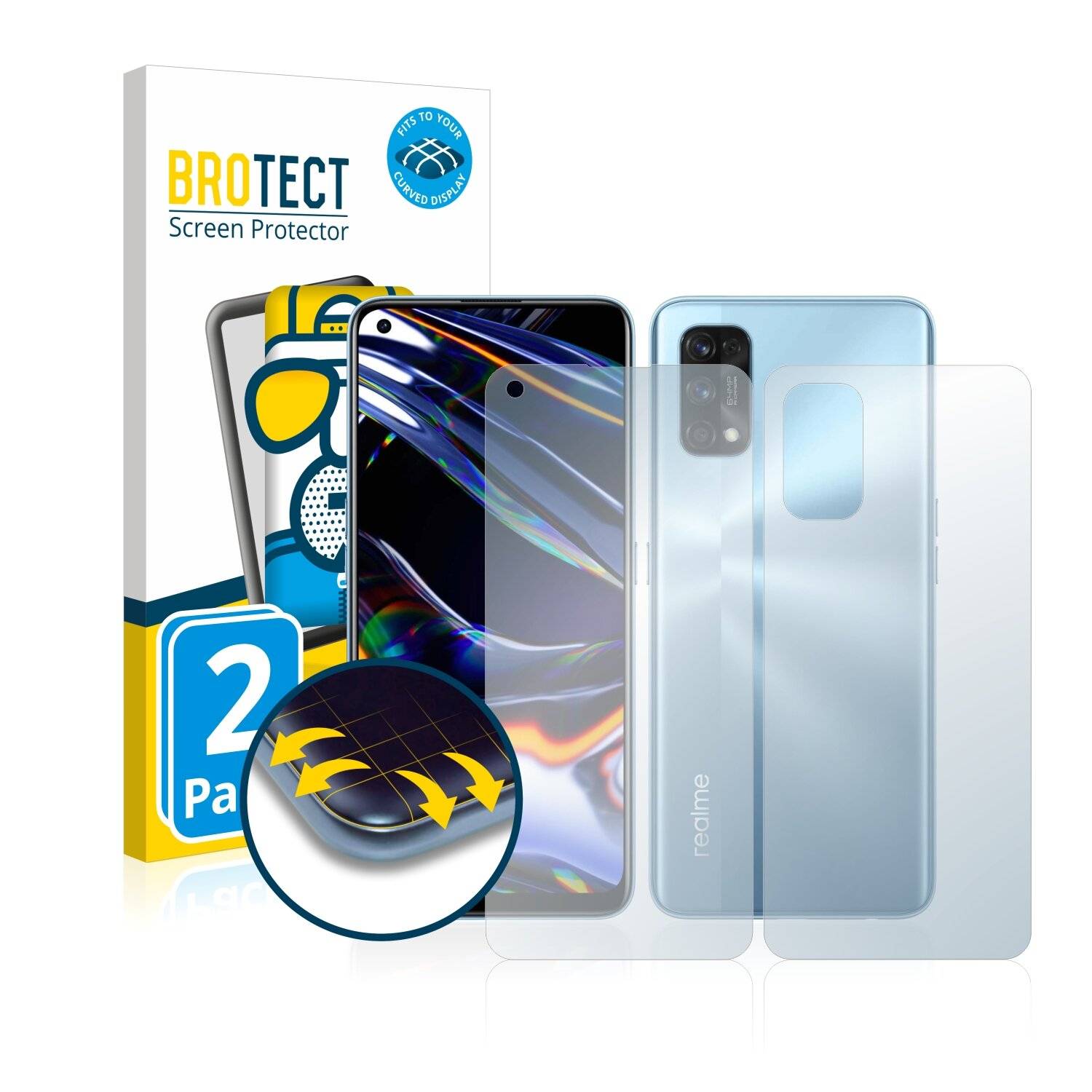2x BROTECT Flex Matte Full-Cover Displayschutzfolie für Realme 7 Pro (Vorder +