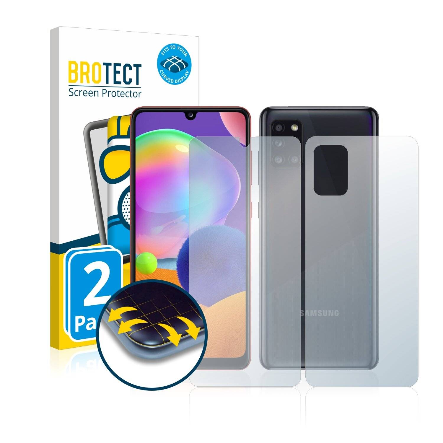 2x BROTECT Flex Matte Full-Cover Displayschutzfolie für Samsung Galaxy A31 (Vorder +