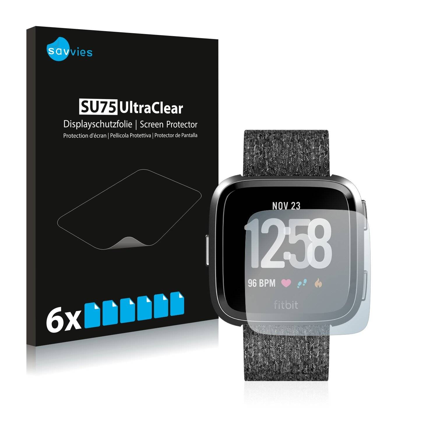 6x Savvies SU75 Displayschutzfolie für Fitbit Versa Special