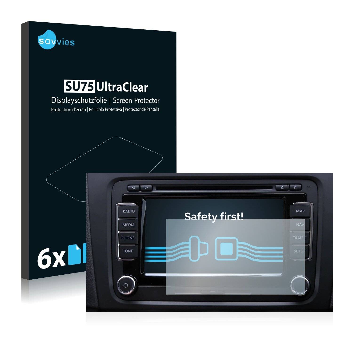 6x Savvies SU75 Displayschutzfolie für Volkswagen Touareg 2009 RNS 510