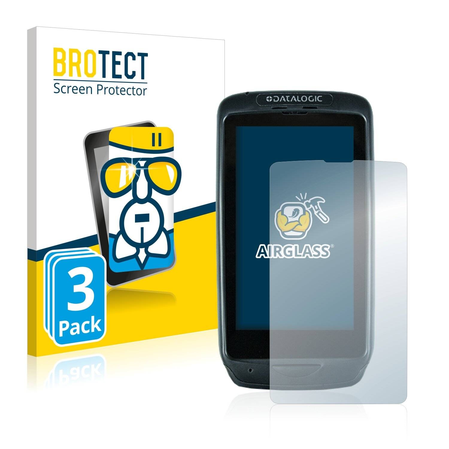 3x BROTECT AirGlass Schutzglas Folie für Datalogic Memor