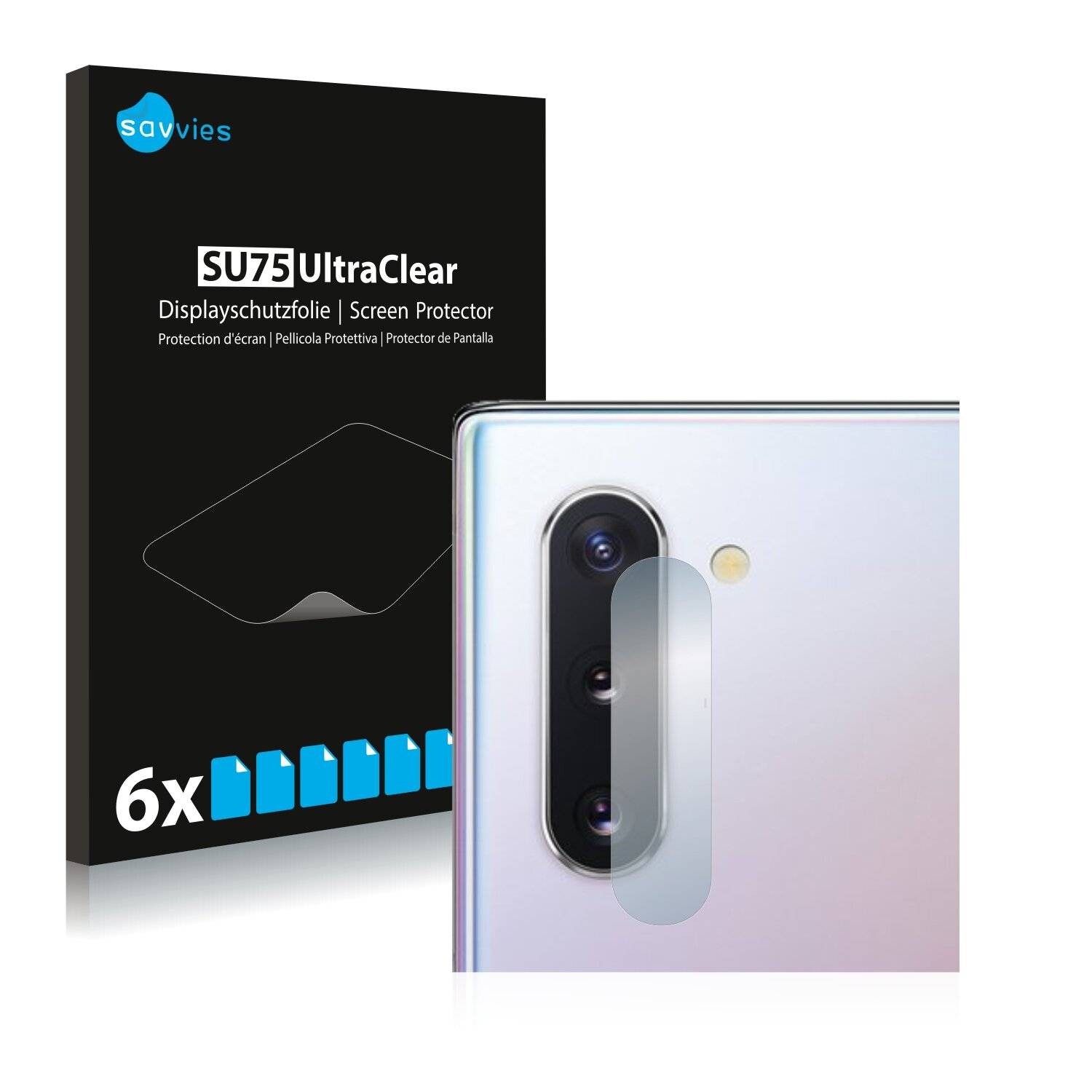 6x Savvies SU75 Displayschutzfolie für Samsung Galaxy Note 10 (NUR
