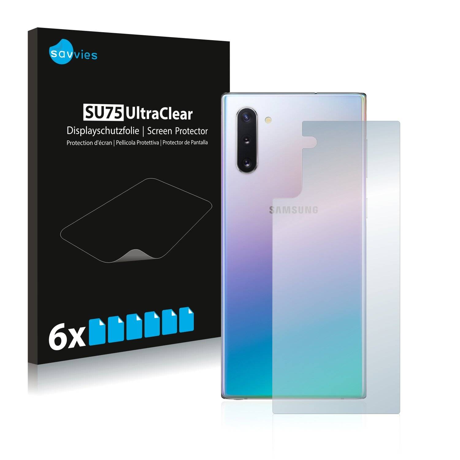 6x Savvies SU75 Displayschutzfolie für Samsung Galaxy Note 10