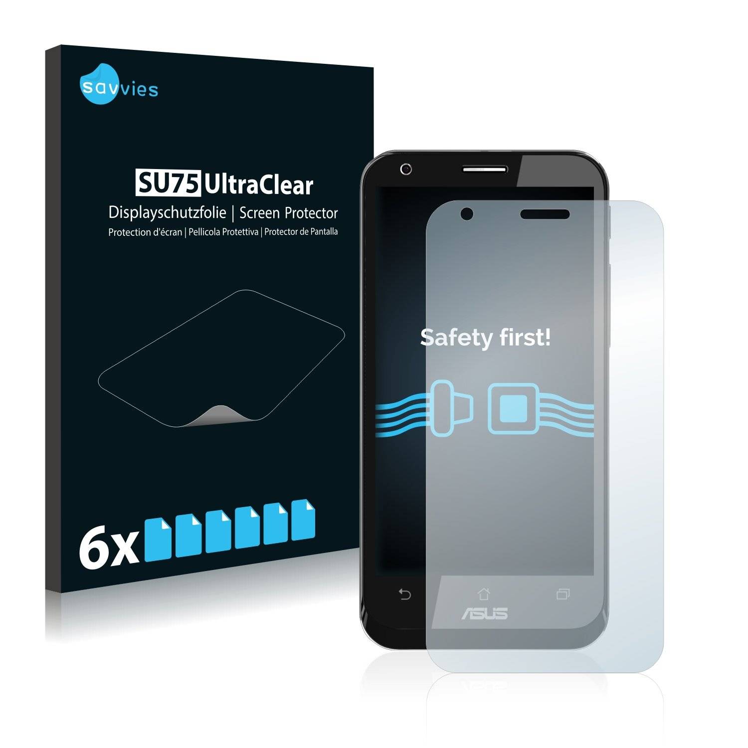 6x Savvies SU75 Displayschutzfolie für Asus A68 Padfone