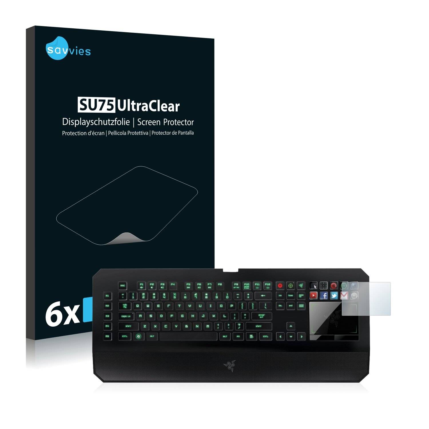 6x Savvies SU75 Displayschutzfolie für Razer Deathstalker