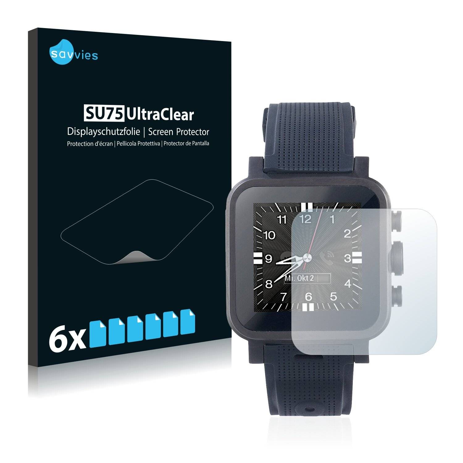6x Savvies SU75 Displayschutzfolie für Simvalley Mobile