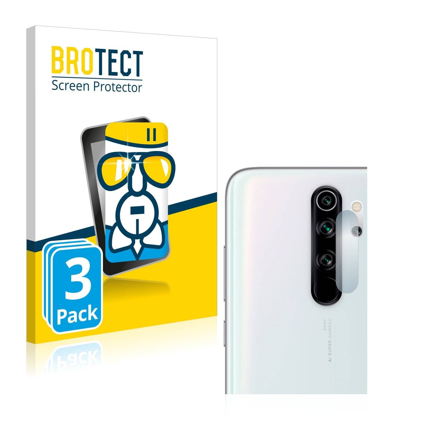 3x BROTECT AirGlass Schutzglas Folie für Xiaomi Redmi Note 8 Pro (NUR