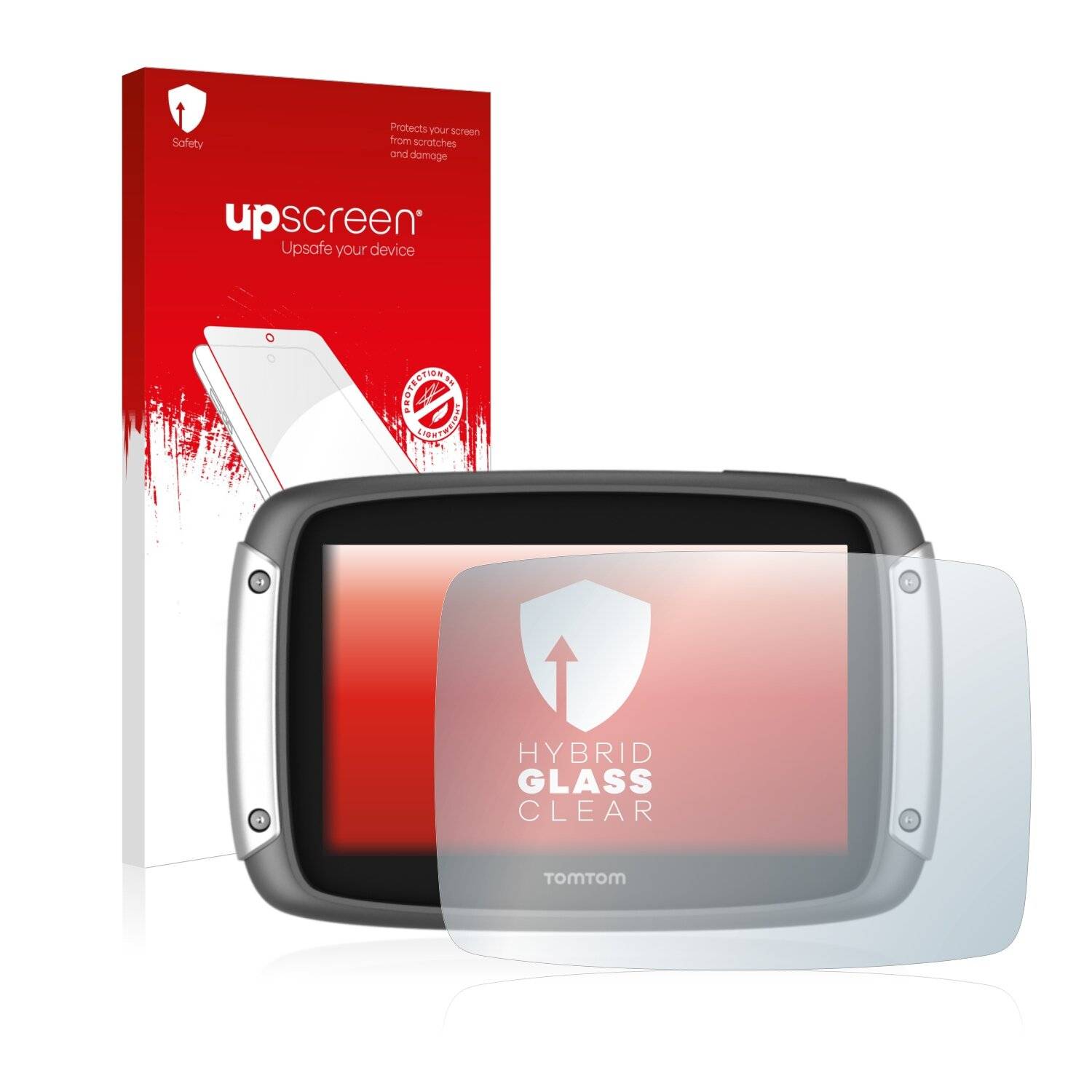 upscreen Hybrid Glass Clear Premium Schutzglas Folie für TomTom Rider