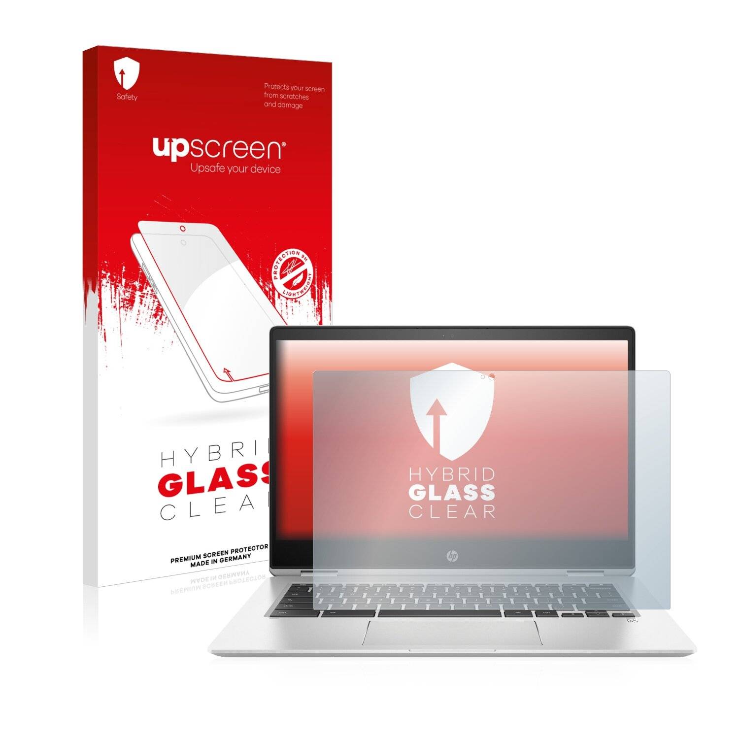 upscreen Hybrid Glass Clear Premium Schutzglas Folie für HP Chromebook x360 14