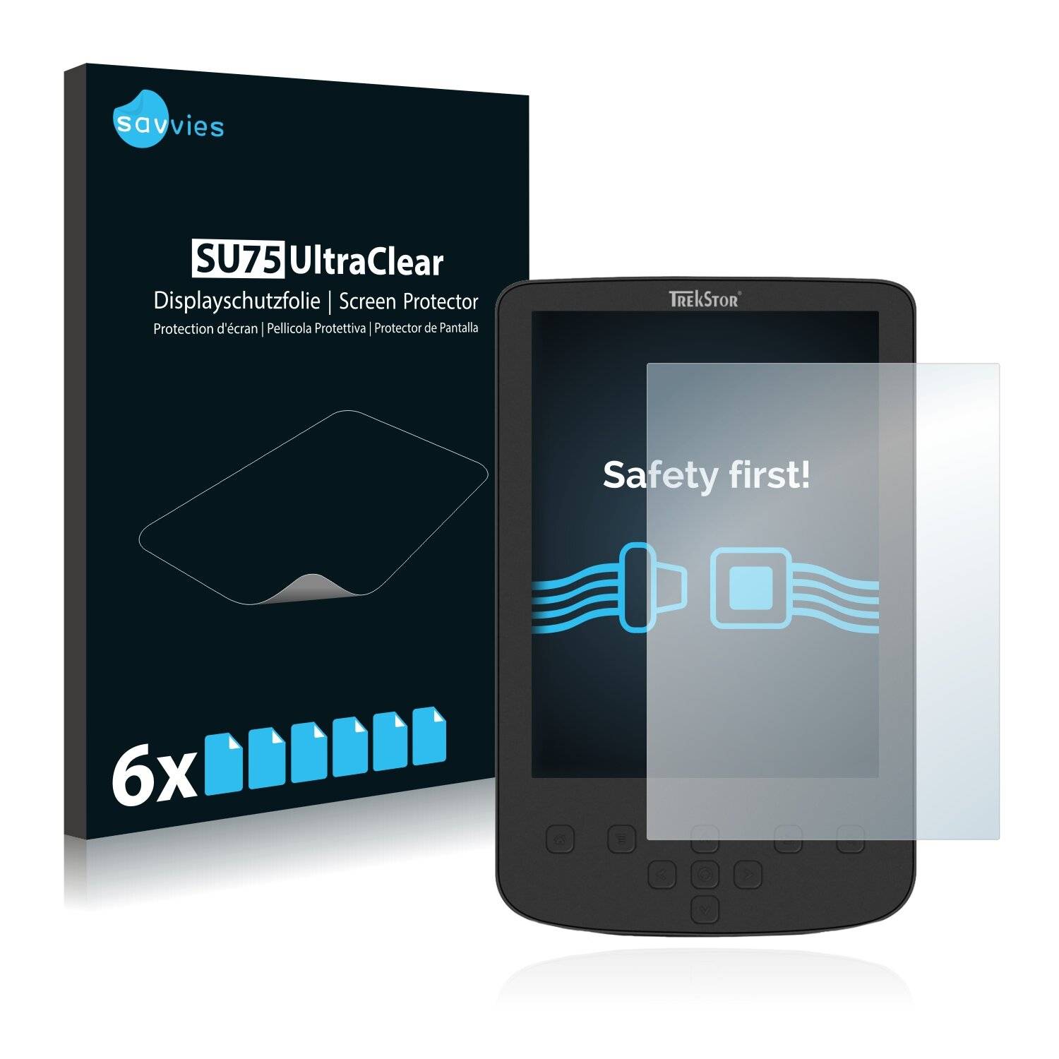 6x Savvies SU75 Displayschutzfolie für TrekStor eBook Reader Pyrus 2