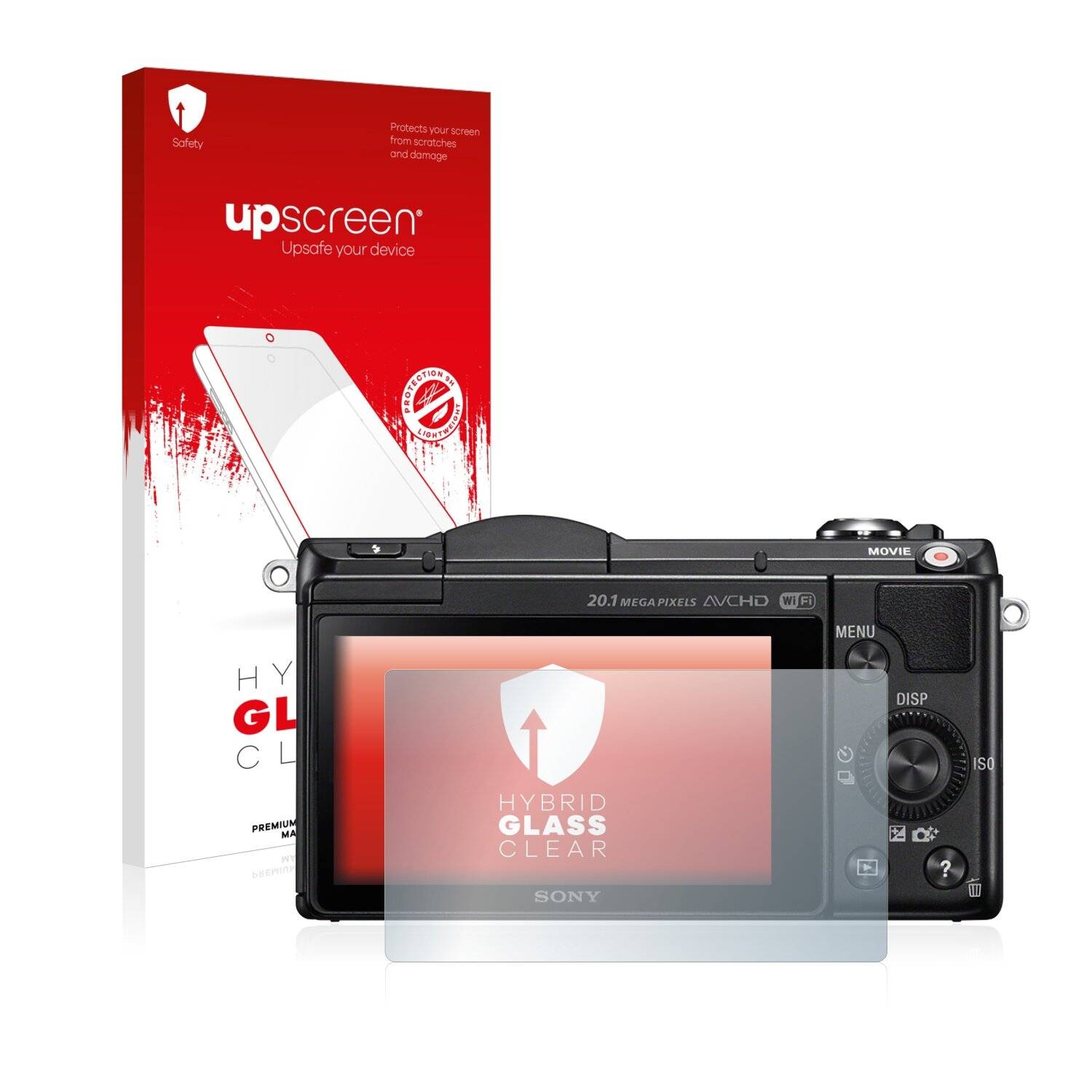 upscreen Hybrid Glass Clear Premium Schutzglas Folie für Sony Alpha 5000
