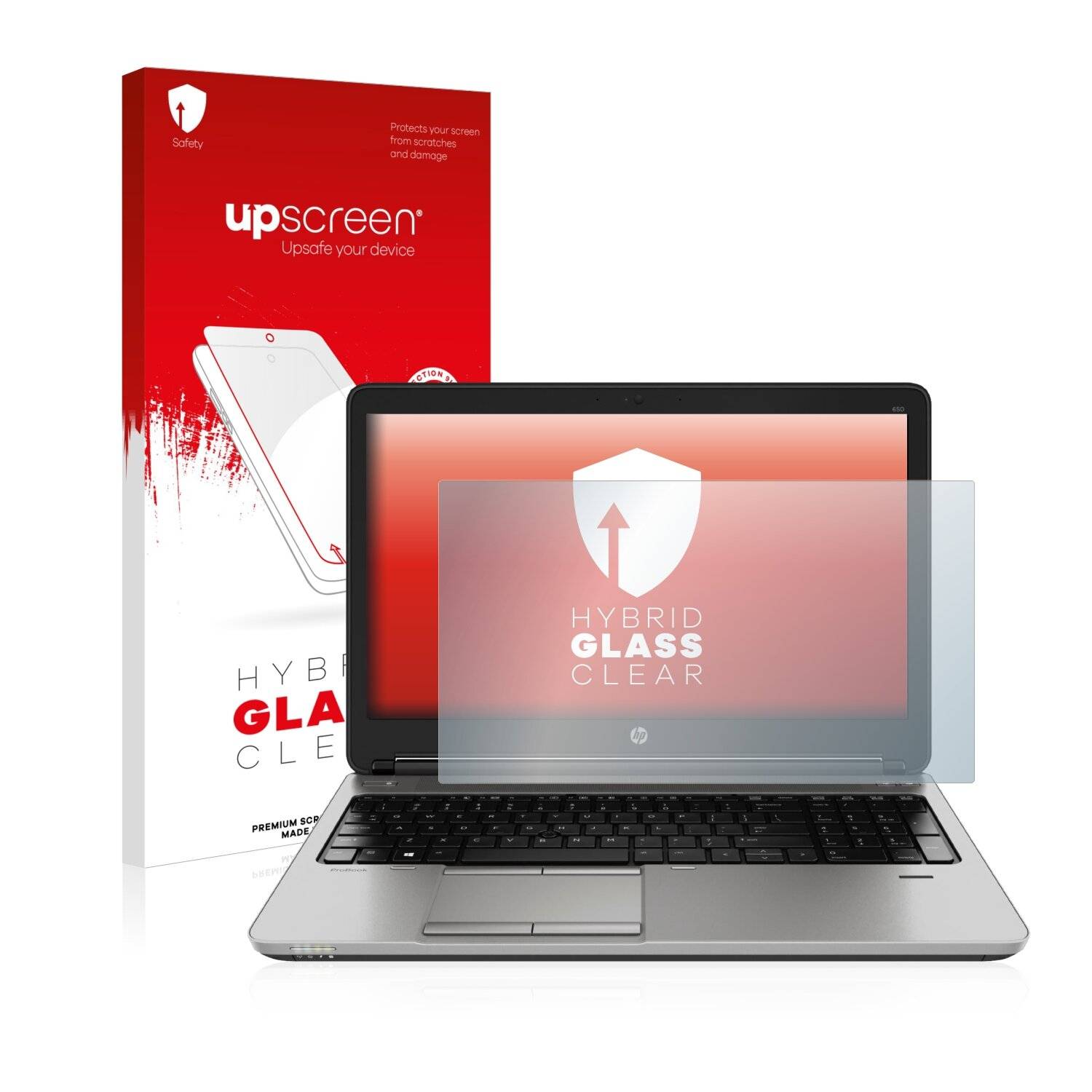 upscreen Hybrid Glass Clear Premium Schutzglas Folie für HP ProBook 650