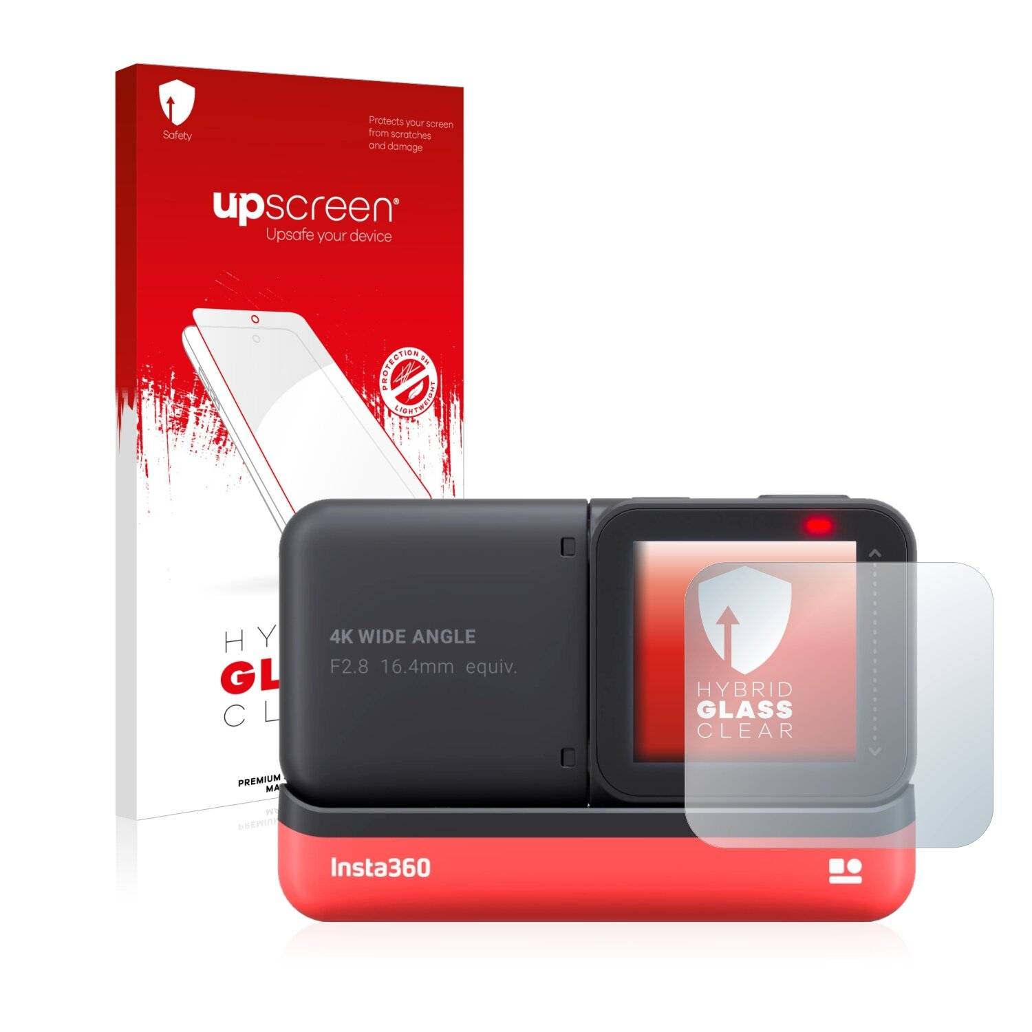 upscreen Hybrid Glass Clear Premium Schutzglas Folie für Insta360 One R 4K