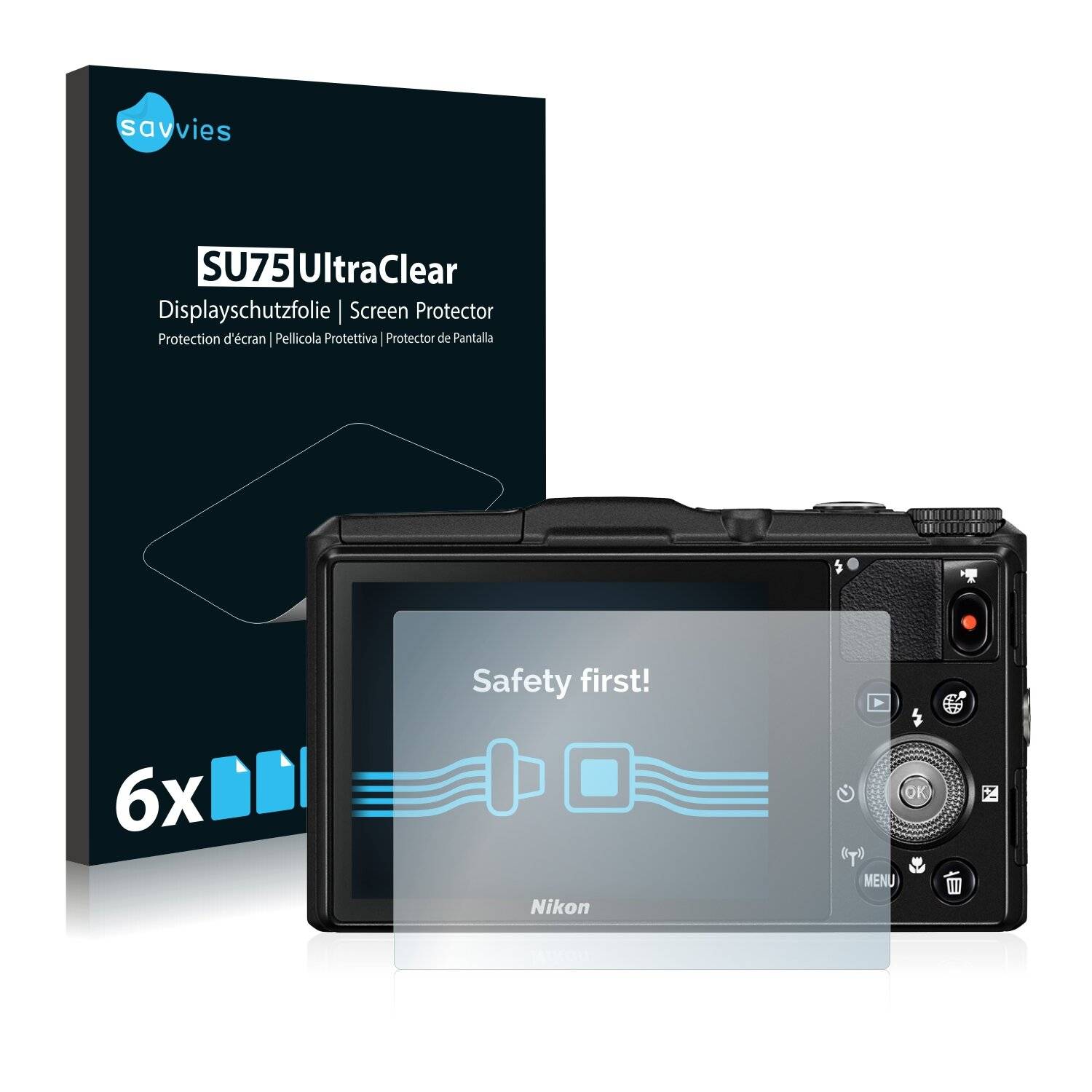 6x Savvies SU75 Displayschutzfolie für Nikon Coolpix