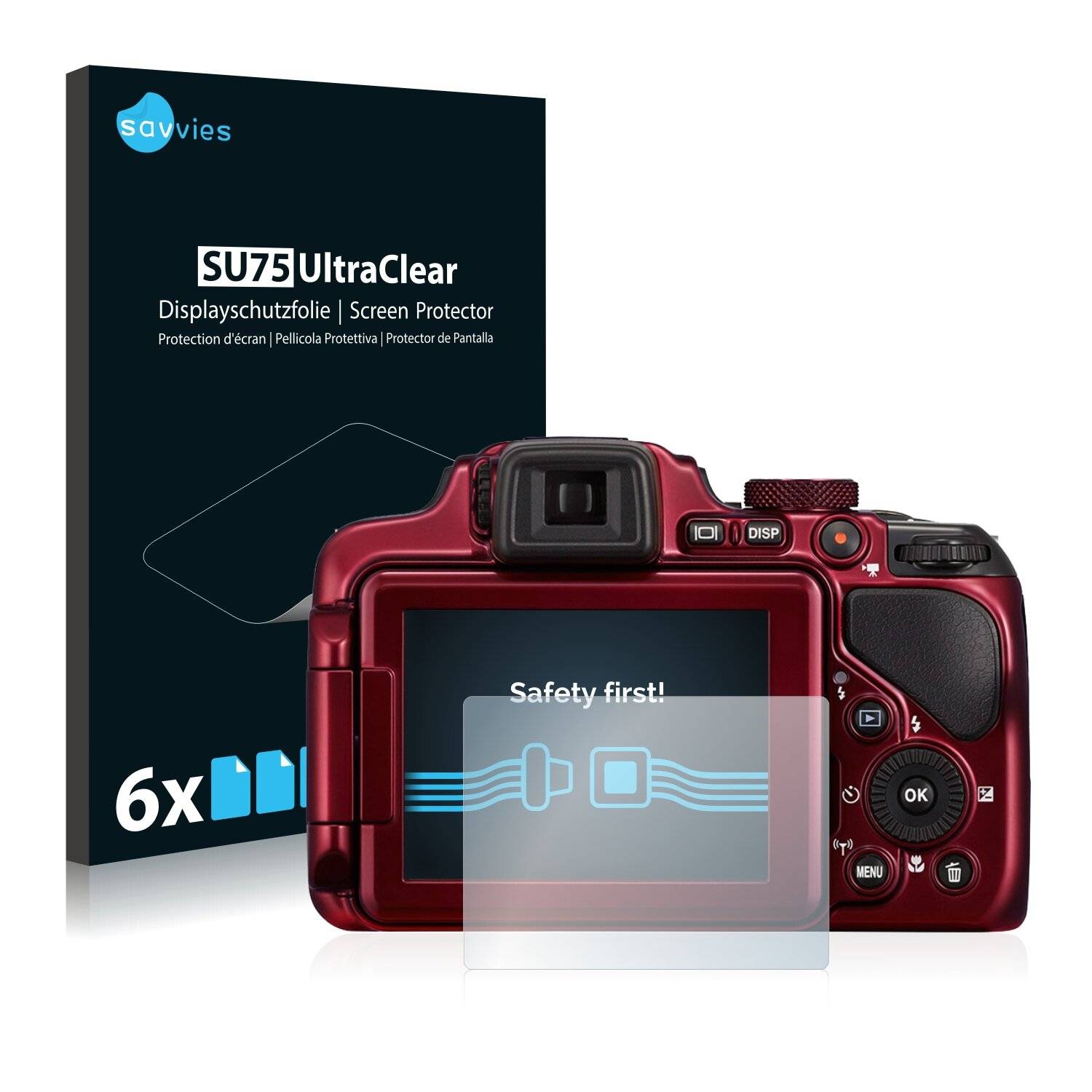 6x Savvies SU75 Displayschutzfolie für Nikon Coolpix