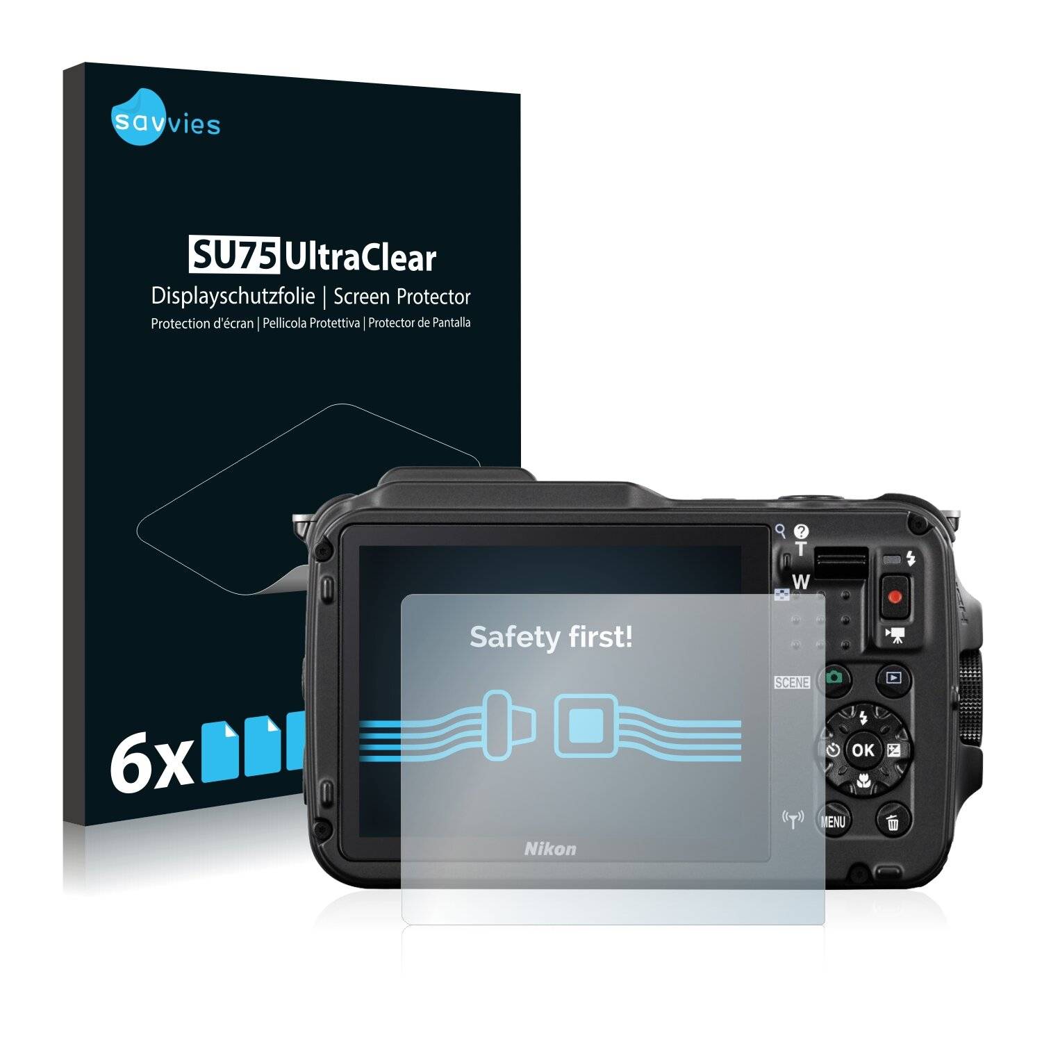 6x Savvies SU75 Displayschutzfolie für Nikon Coolpix