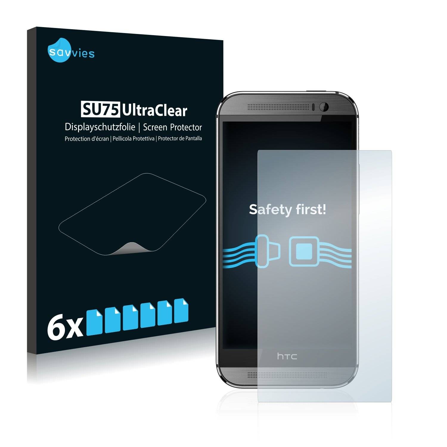 6x Savvies SU75 Displayschutzfolie für HTC One