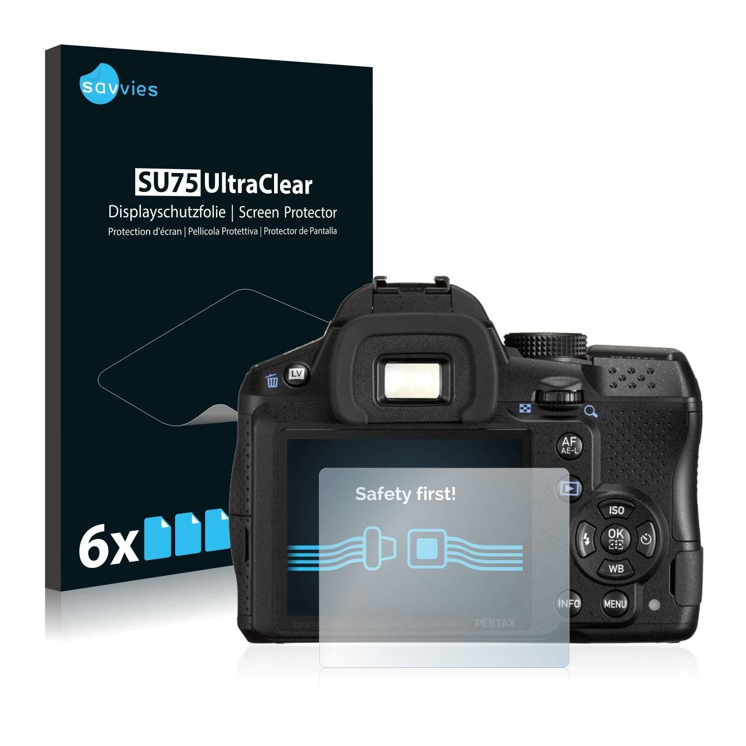 6x Savvies SU75 Displayschutzfolie für Pentax