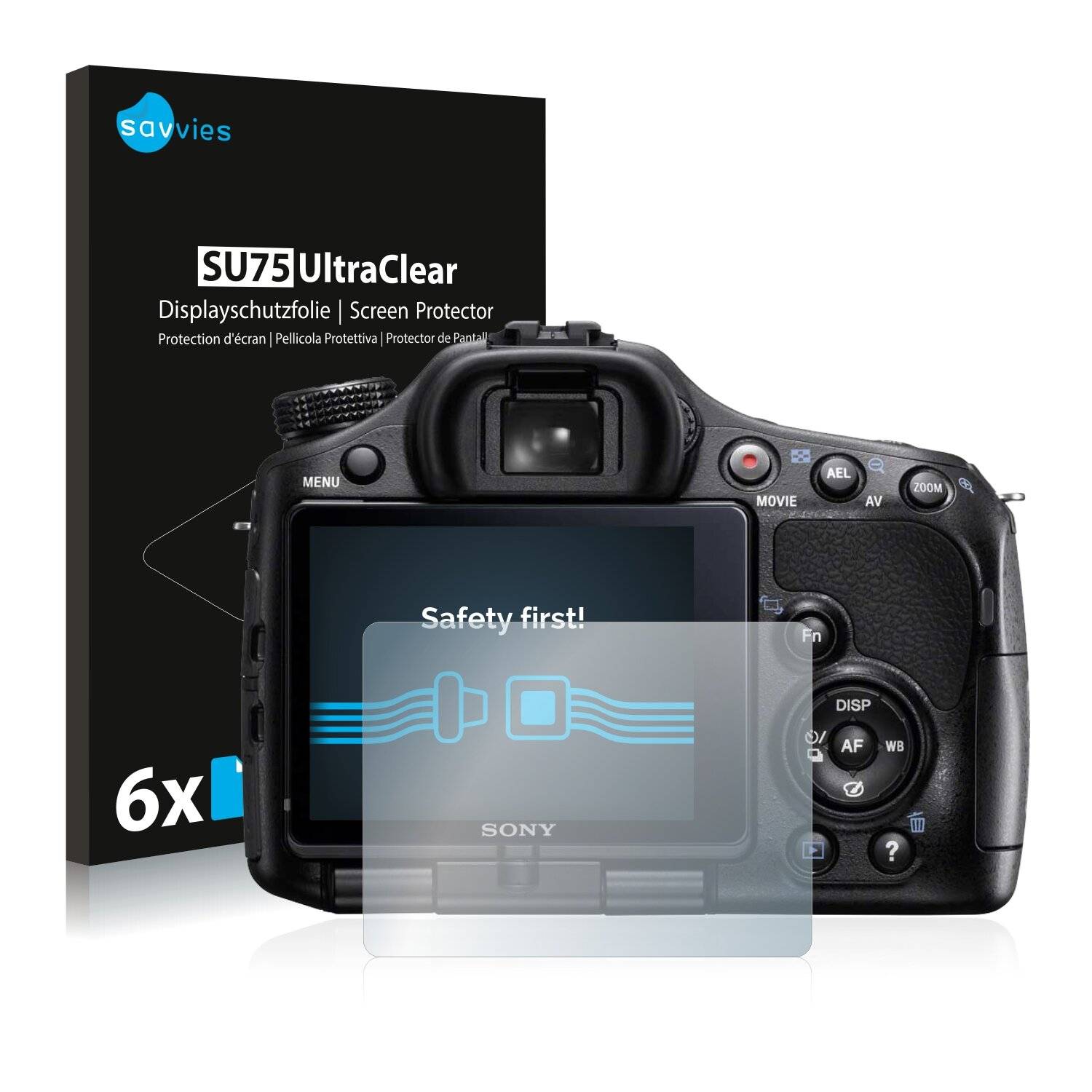6x Savvies SU75 Displayschutzfolie für Sony Alpha 57
