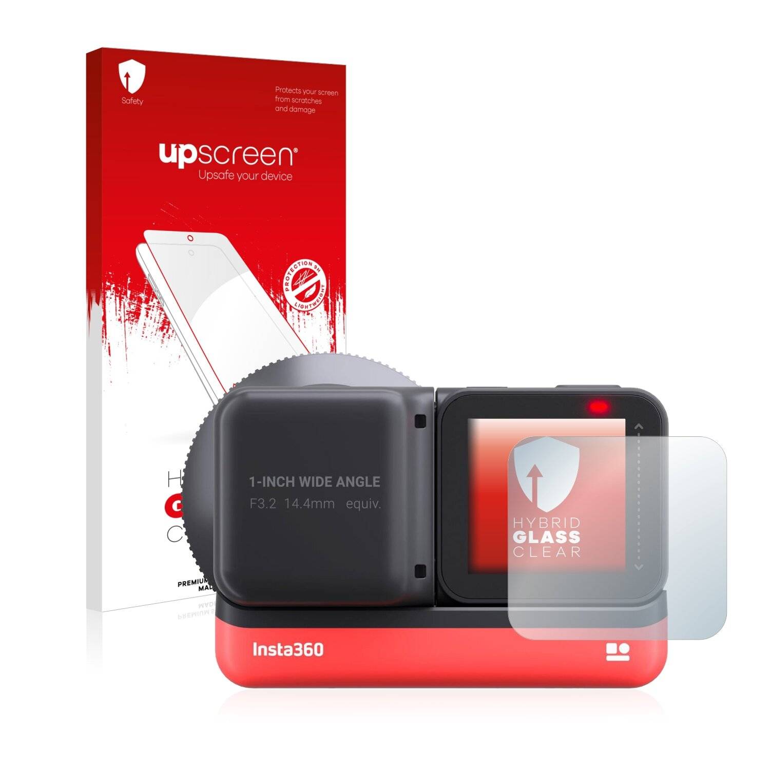 upscreen Hybrid Glass Clear Premium Schutzglas Folie für Insta360 One R 1-Inch